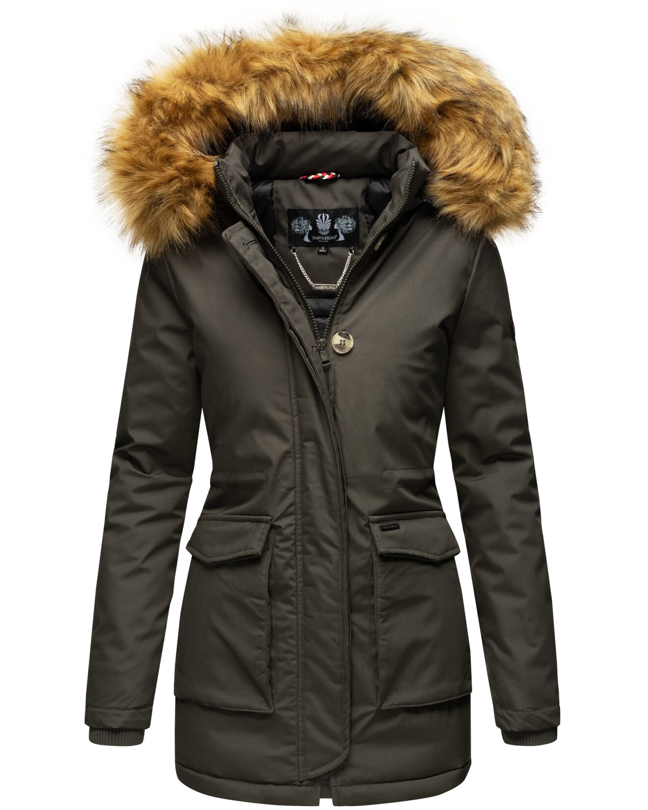 NAVAHOO Damen Edler Wintermantel Parka mit edlem Fellimitat Schneeengel Princess