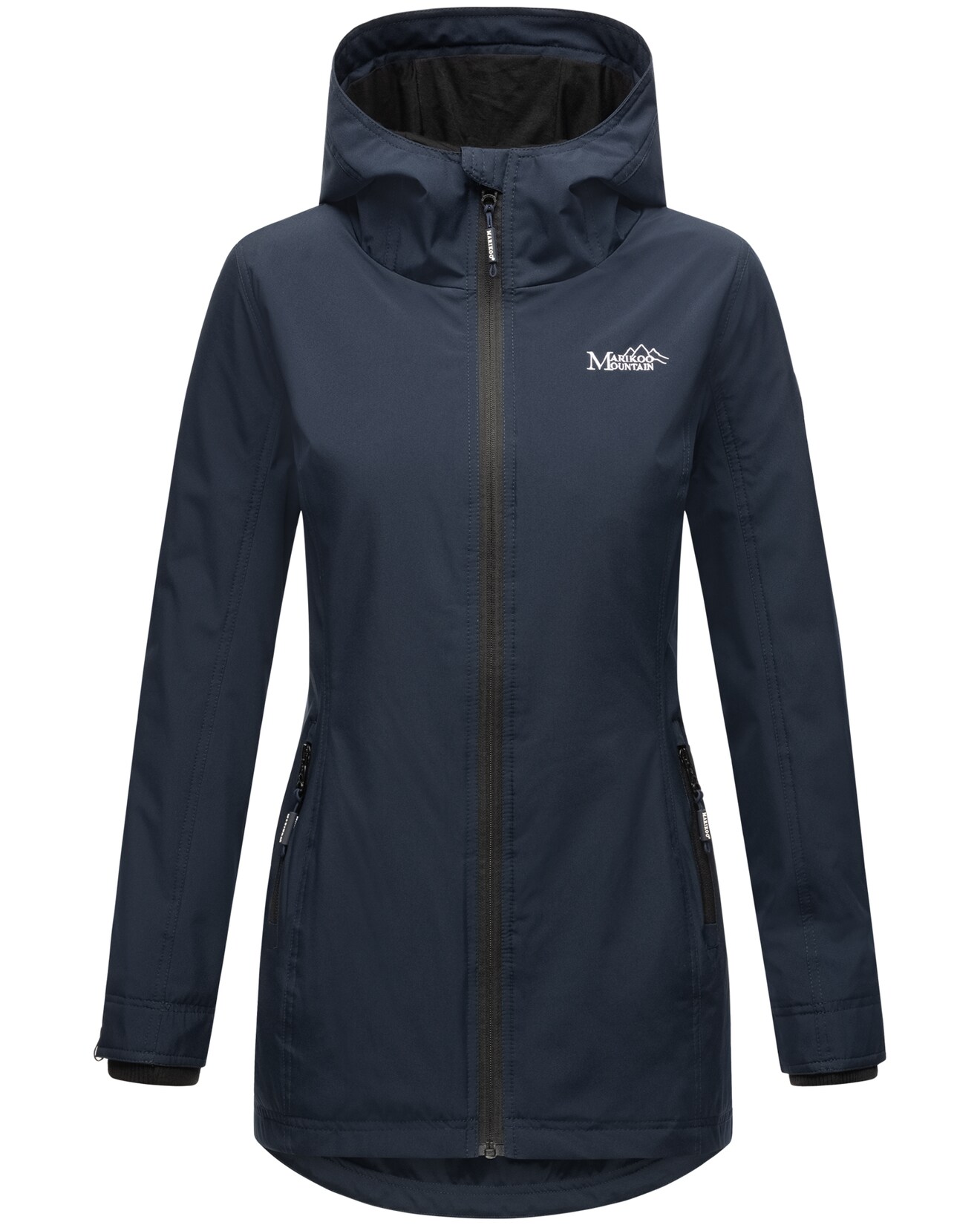MARIKOO Damen Sportliche Jacke Outdoorjacke Lange Übergangs Regenjacke mit Kapuze Honigbeere | 04059072883147