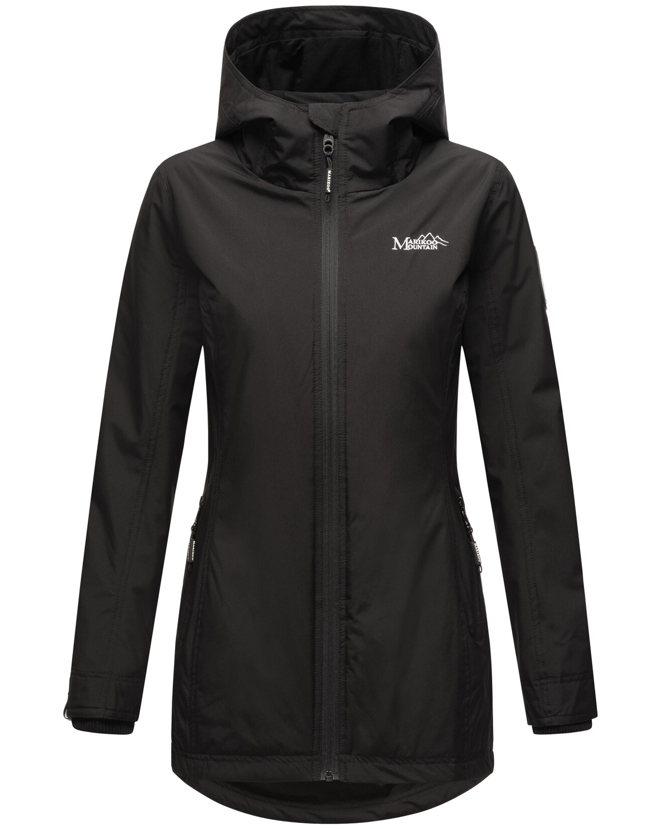 MARIKOO Damen Sportliche Jacke Outdoorjacke Lange Übergangs Regenjacke mit Kapuze Honigbeere