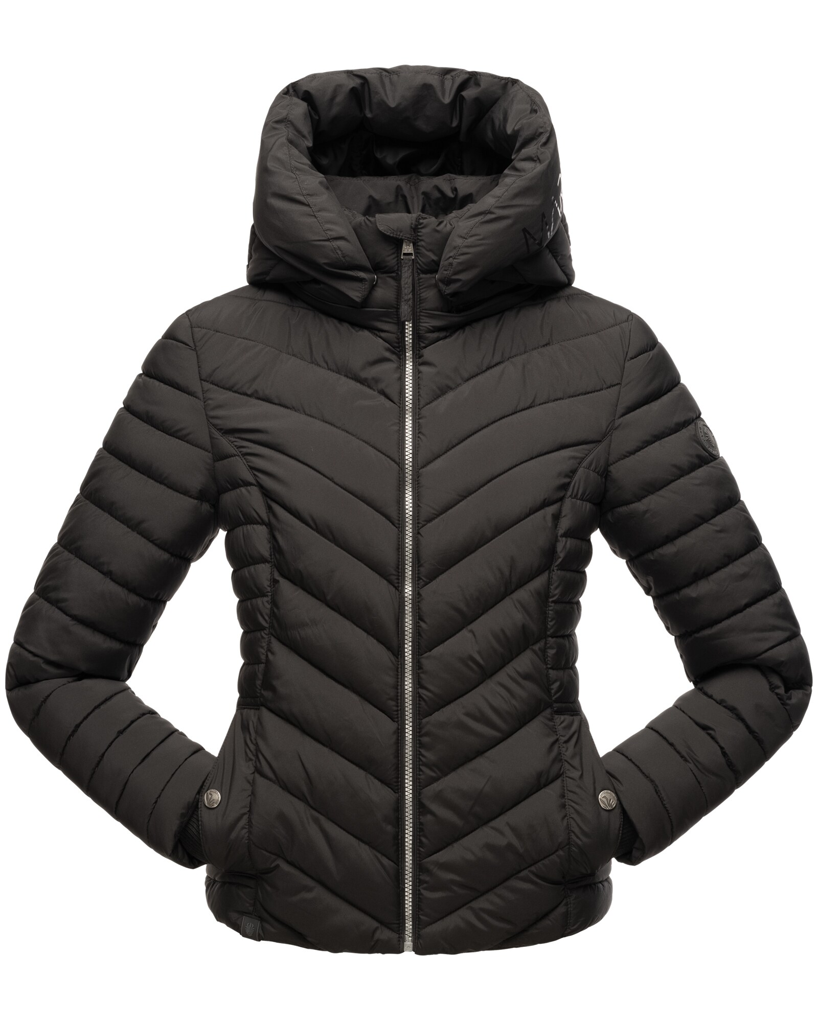 MARIKOO Damen sportliche &Uuml;bergangs Stepp Jacke gesteppt Kapuze Kagomee - Bild 1