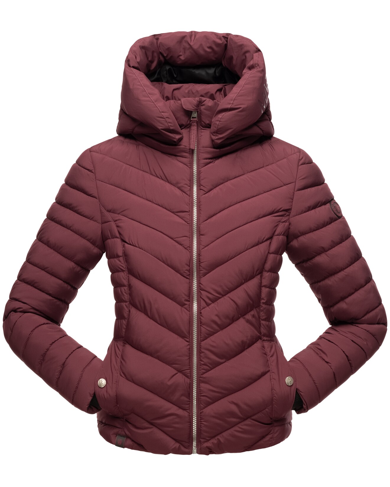 MARIKOO Damen sportliche Übergangs Stepp Jacke gesteppt Kapuze Kagomee | 04059072883796