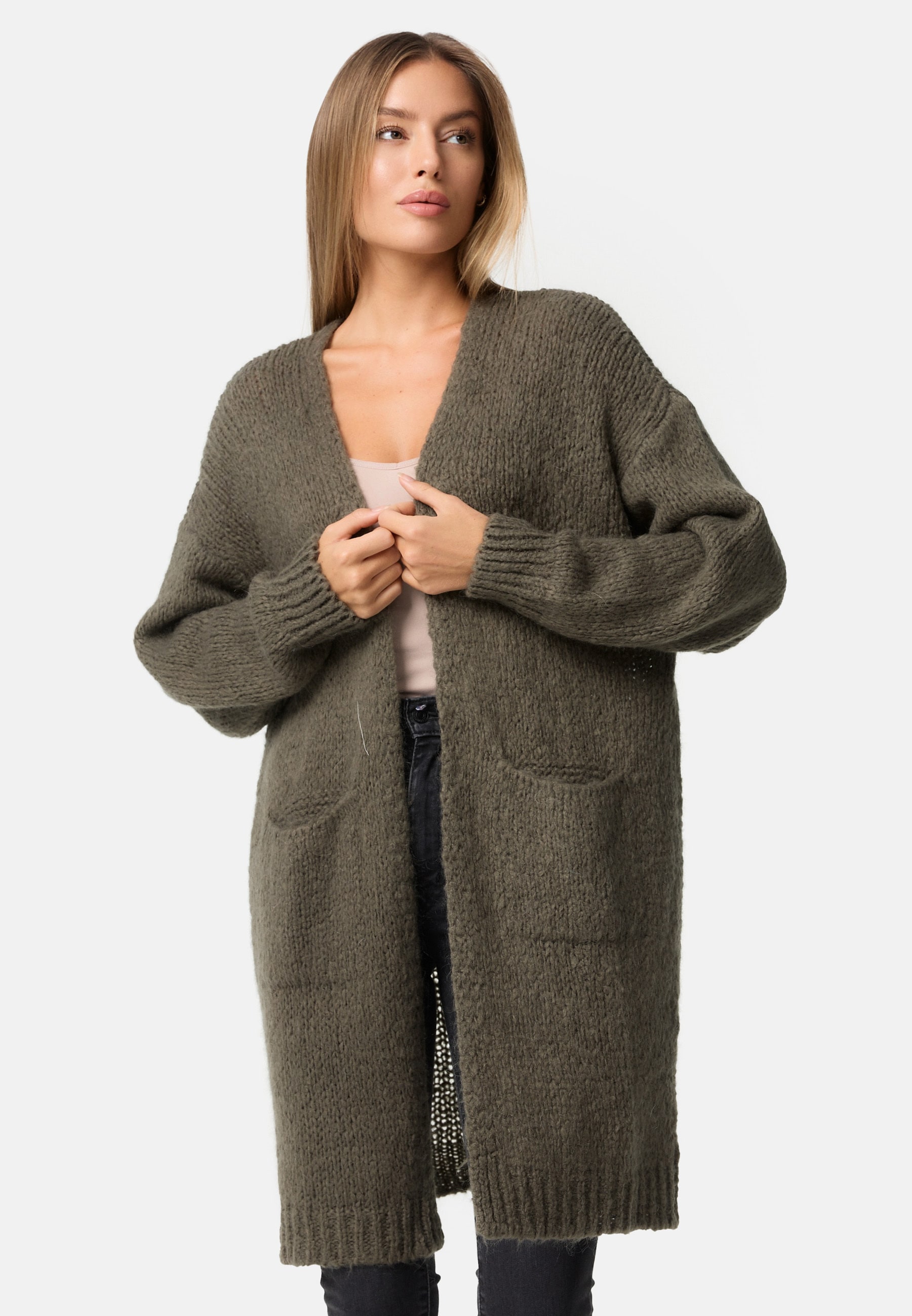 PM SELECTED Damen Warme Strickjacke Cardigan mit Taschen in Einheitsgr&ouml;&szlig;e PM69 - Bild 1