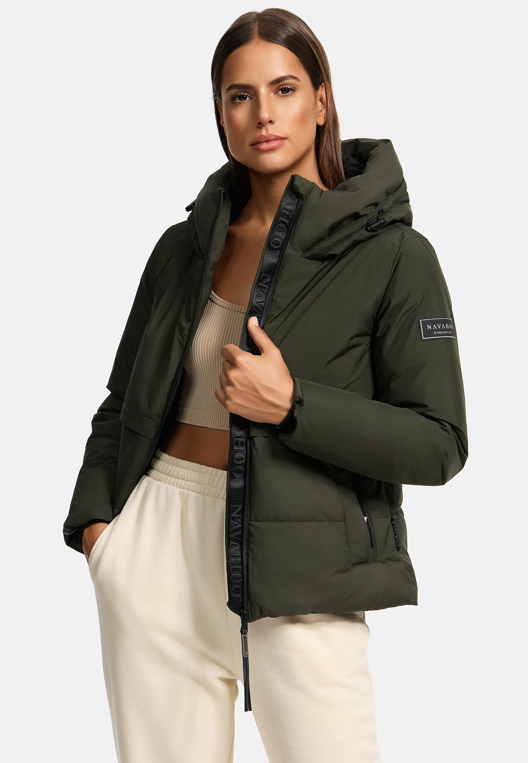 Puffer Jacke Wolljacke Damen Winter Kurz Winterjacke Navahoo Jacke