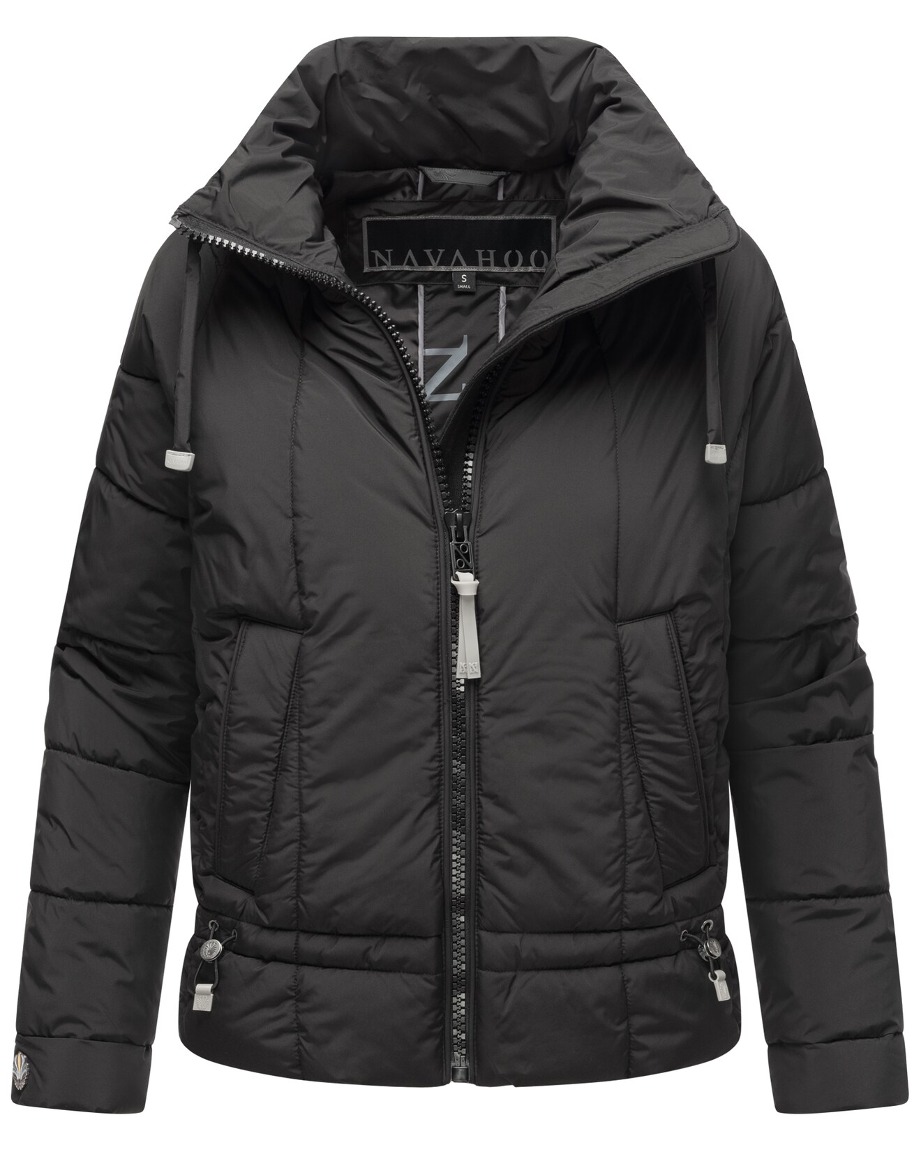 NAVAHOO Damen Winter Jacke Recyceltes Kurz Winterjacke gefütterter Steh Kragen Luftzauber