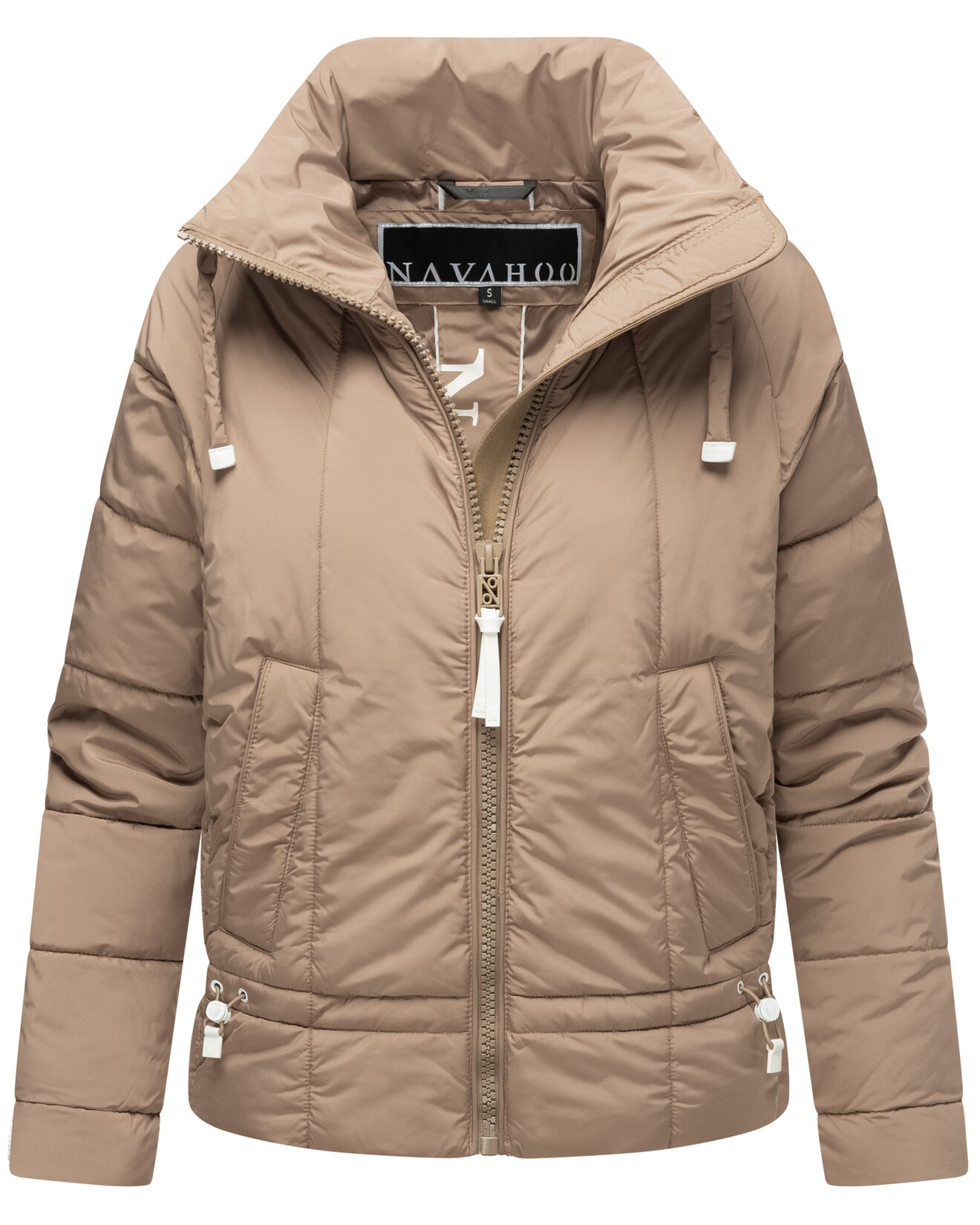 NAVAHOO Damen Winter Jacke Recyceltes Kurz Winterjacke gefütterter Steh Kragen Luftzauber
