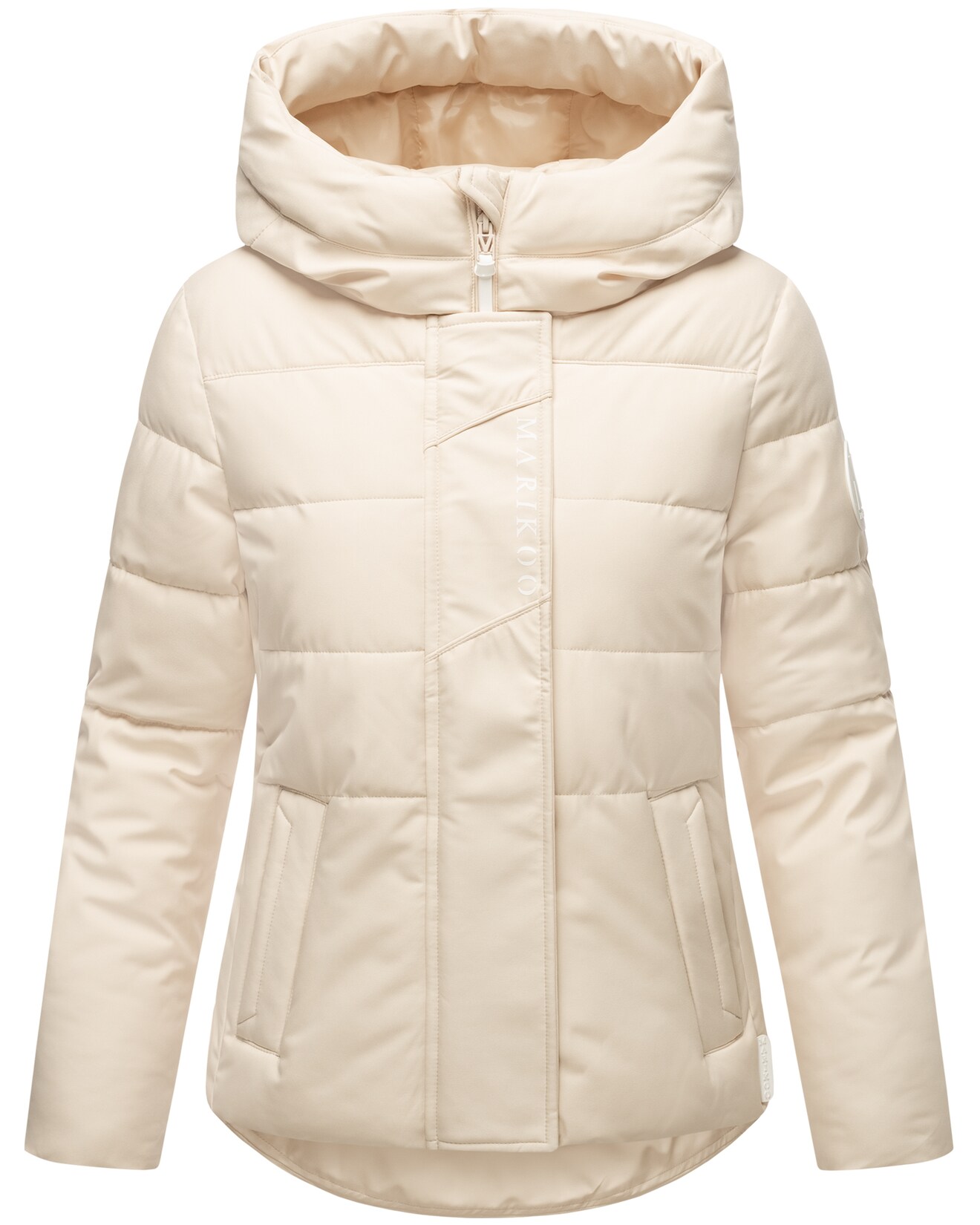 MARIKOO Damen Winter Jacke gesteppt Teddyfell gefüttert Steppjacke mit Kapuze & Recyceltes Obermaterial Elira