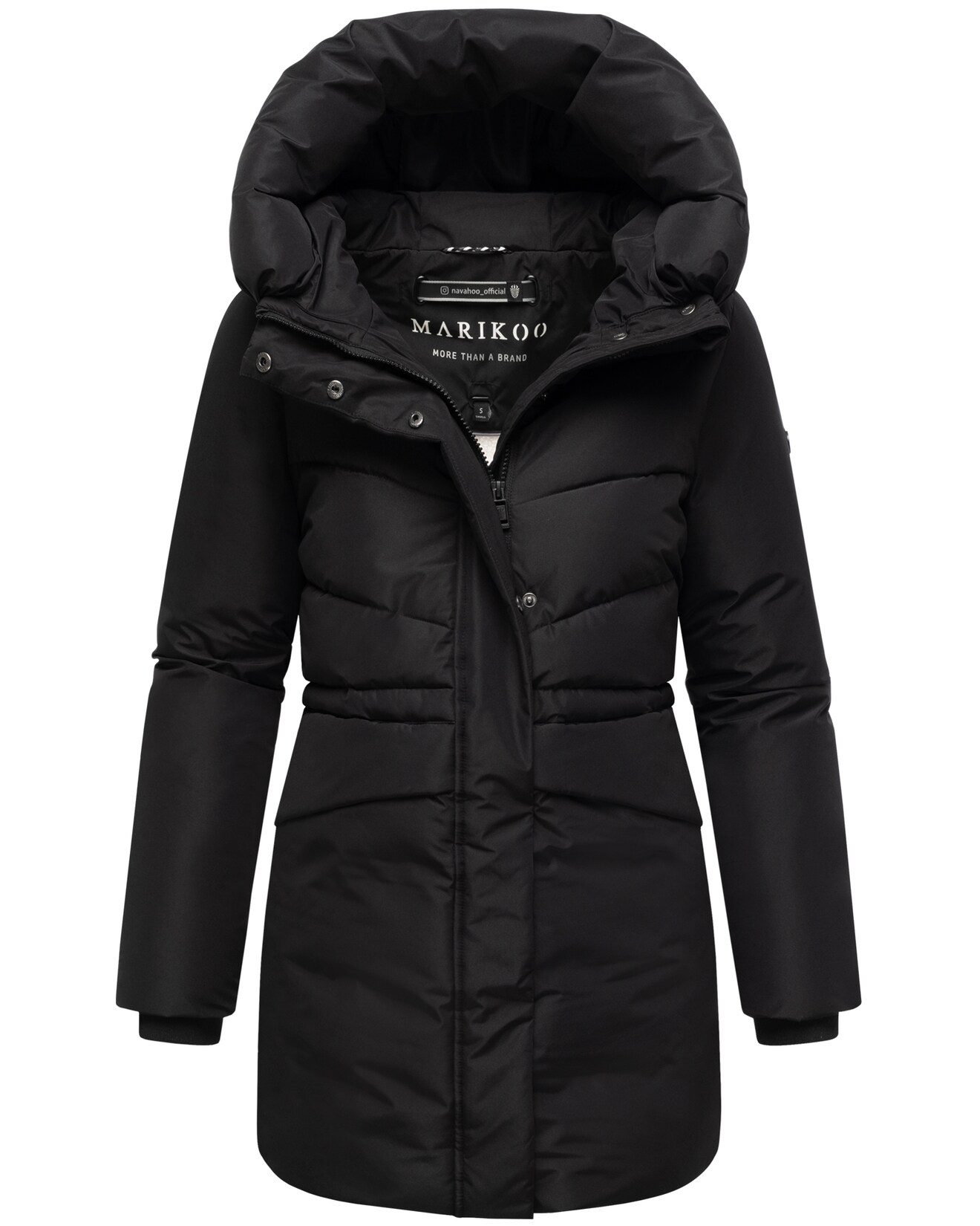 MARIKOO Damen Winter Steppjacke gesteppt warm Winterjacke, Outdoor, Kapuze, Fleece, gefüttert, Kragen, figurbetont Delilah