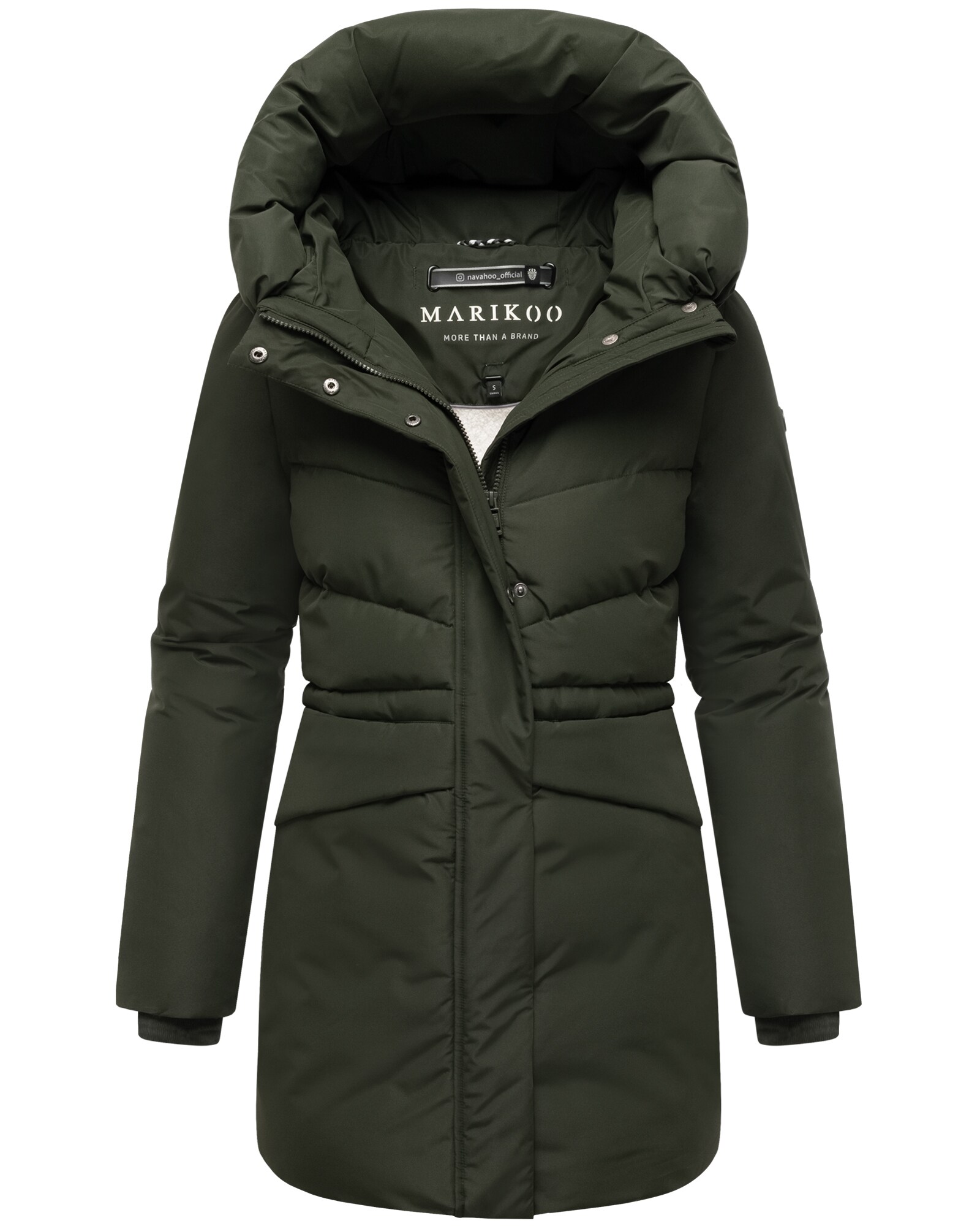 MARIKOO Damen Winter Steppjacke gesteppt warm Winterjacke, Outdoor, Kapuze, Fleece, gef&uuml;ttert, Kragen, figurbetont Delilah - Bild 1