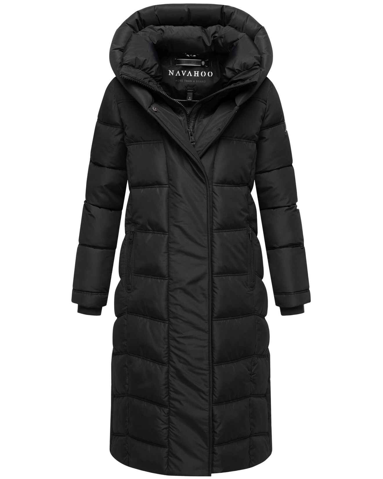 NAVAHOO Damen Steppmantel Lang Jacke Stepp Wintermantel gefüttert Anorak Parka Kapuze & Kragen Engelsfeder