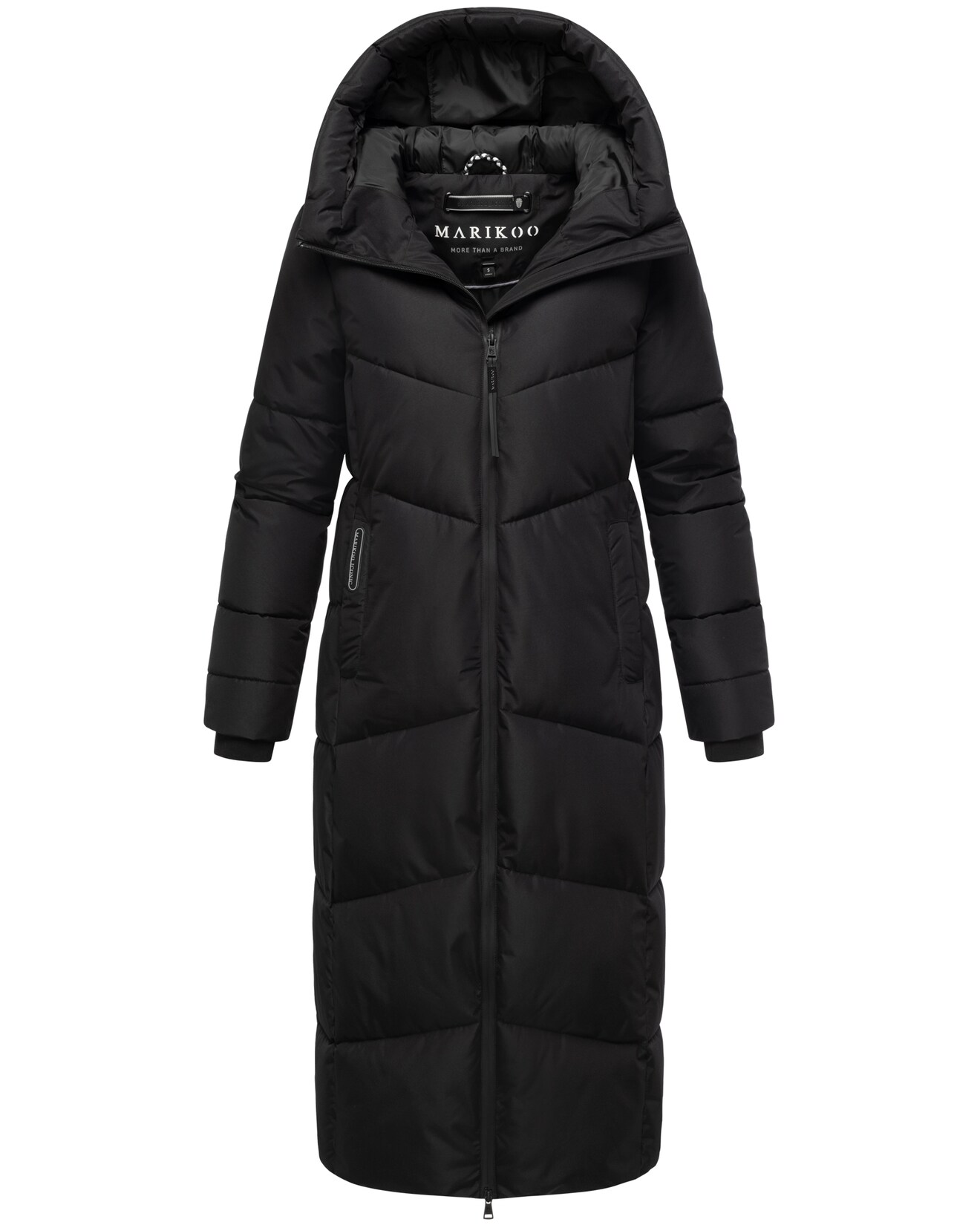 MARIKOO Damen Steppmantel Lang Stepp Wintermantel gefüttert Outdoor warm Winterjacke Parka Kapuze Firella