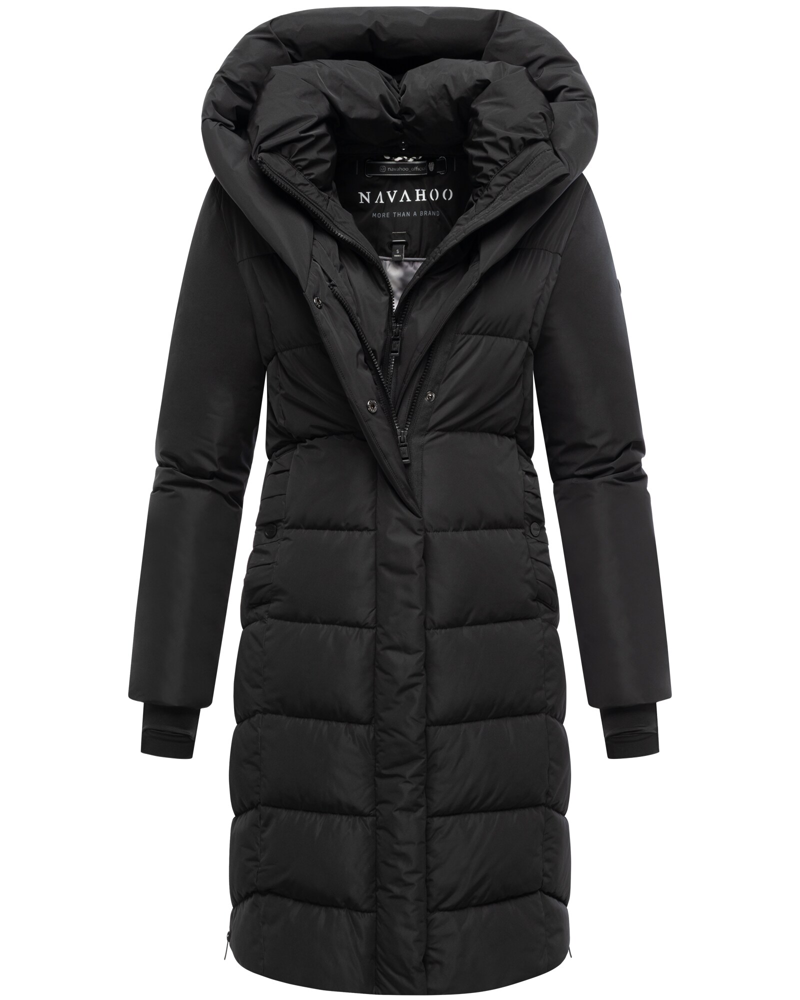 NAVAHOO Damen Winter Steppmantel Parka lang mit Kapuze - warme elegante Winterjacke, gef&uuml;tterter Wintermantel Laubzauber - Bild 1