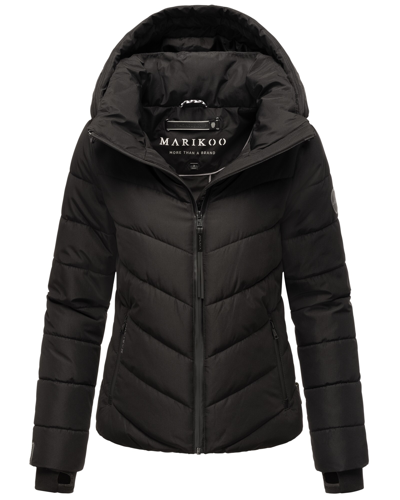 MARIKOO Damen &Uuml;bergangsjacke Steppjacke Winterjacke gesteppt Herbst Winter Outdoorjacke Kapuze Stehkragen Gef&uuml;ttert Vegan Samuiaa - Bild 1