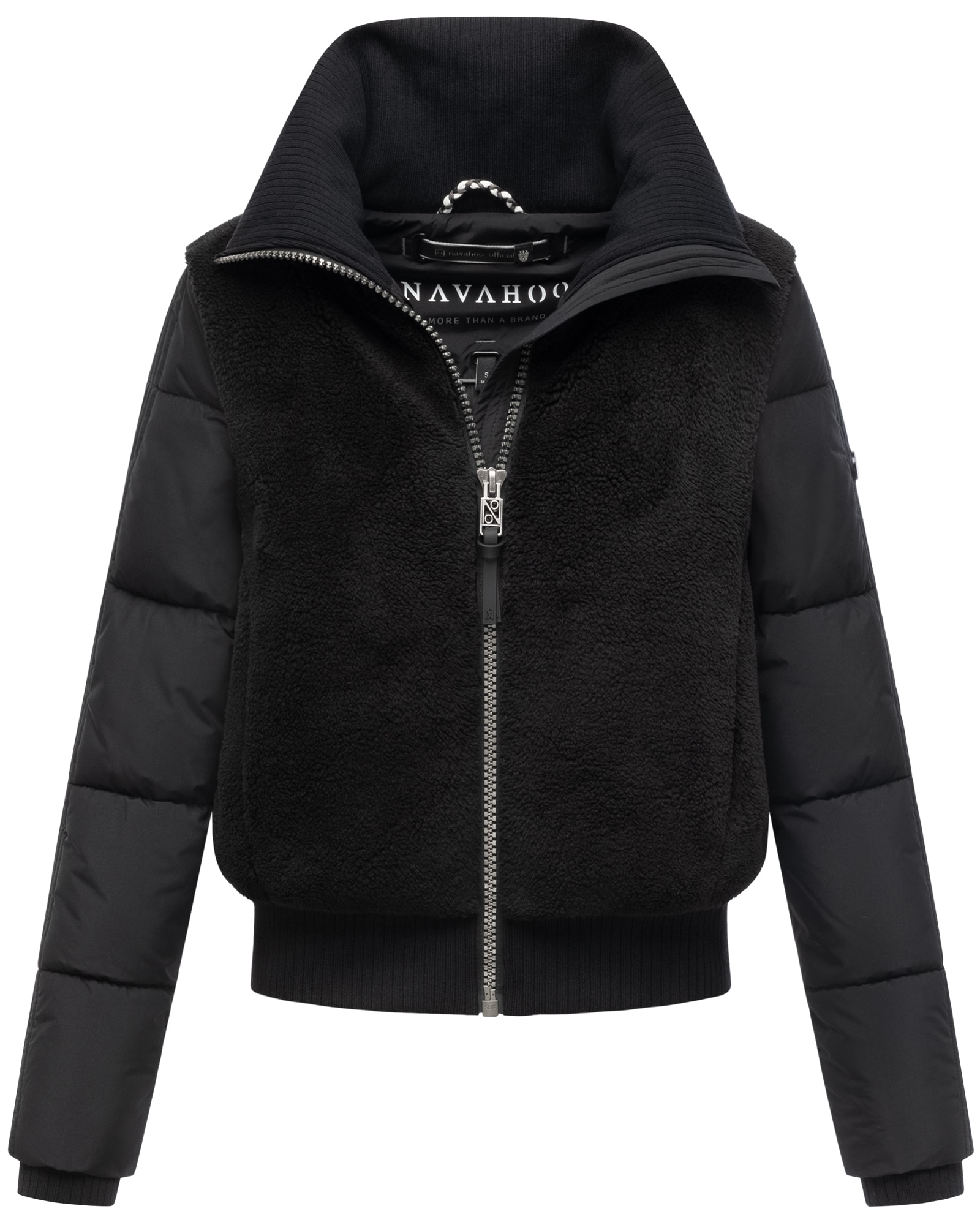 NAVAHOO Damen Winterjacke Teddyfell warm Jacke gesteppte &Auml;rmel Kragen Teddyzone - Bild 1