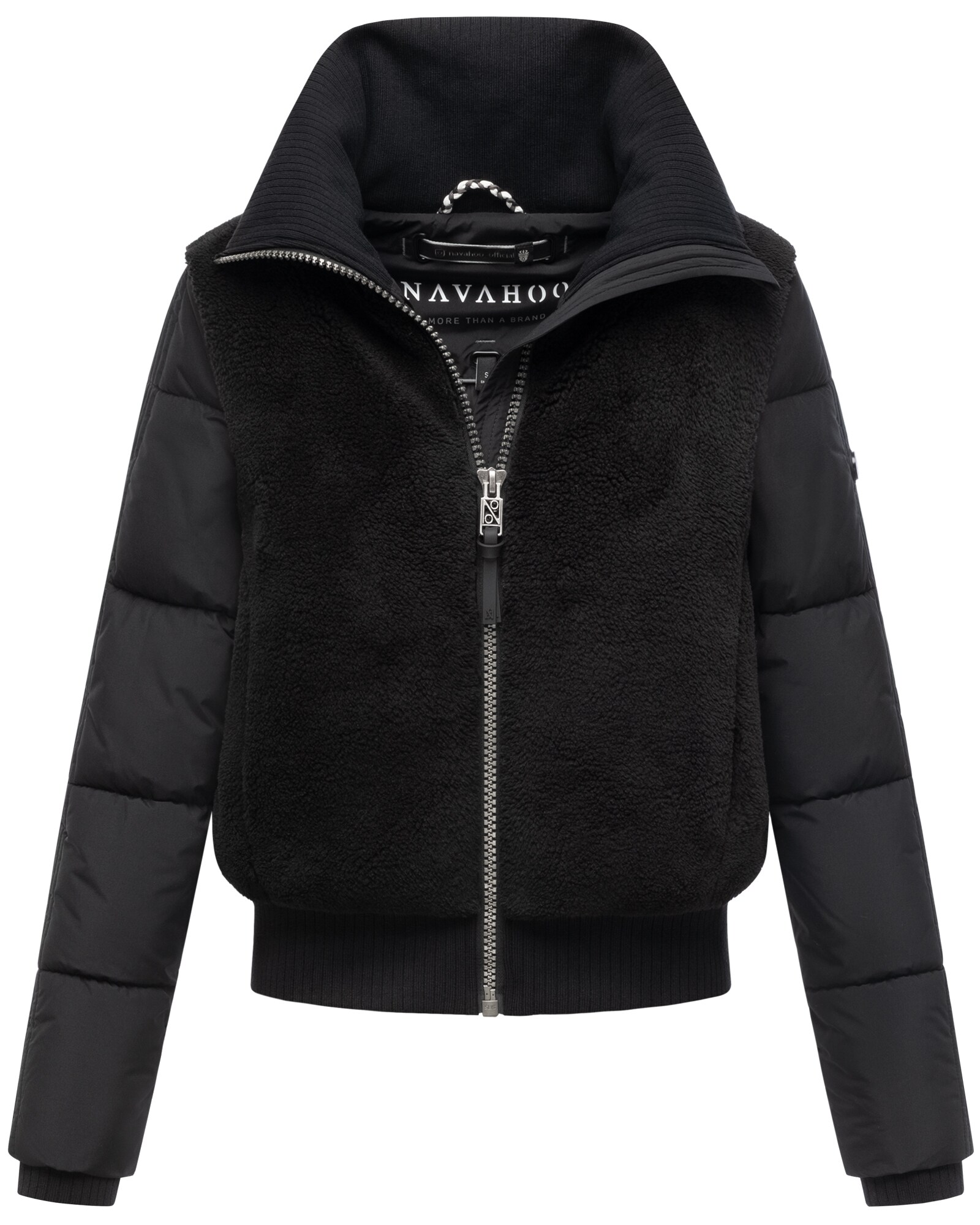 NAVAHOO Damen Winterjacke Teddyfell warm Jacke gesteppte &Auml;rmel Kragen Teddyzone - Bild 1