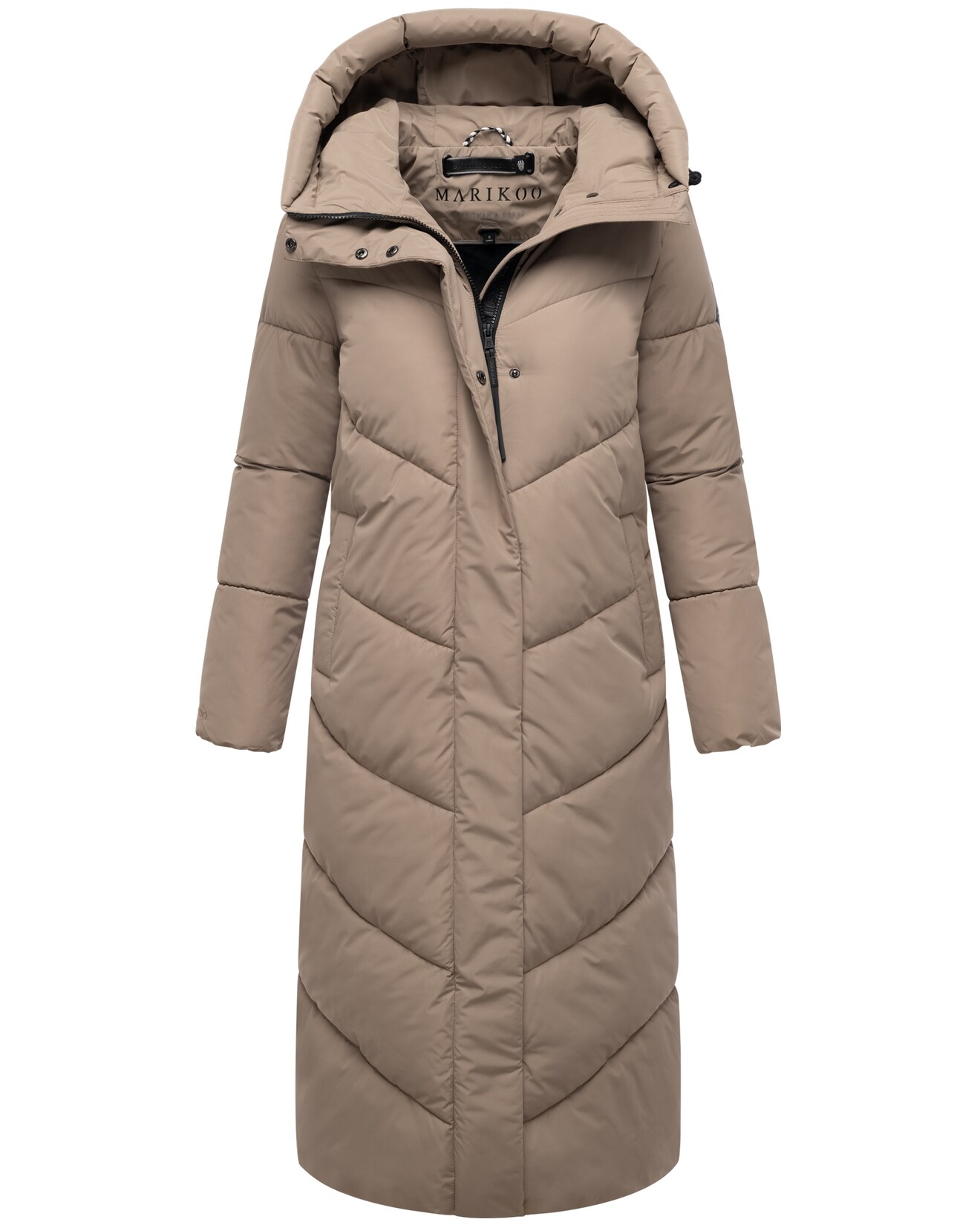 MARIKOO Damen Wintermantel langer Parka Steppmantel warm gefüttert mit Kapuze Anorak Winterjacke wasserabweisend Übergangsjacke Ranjaa