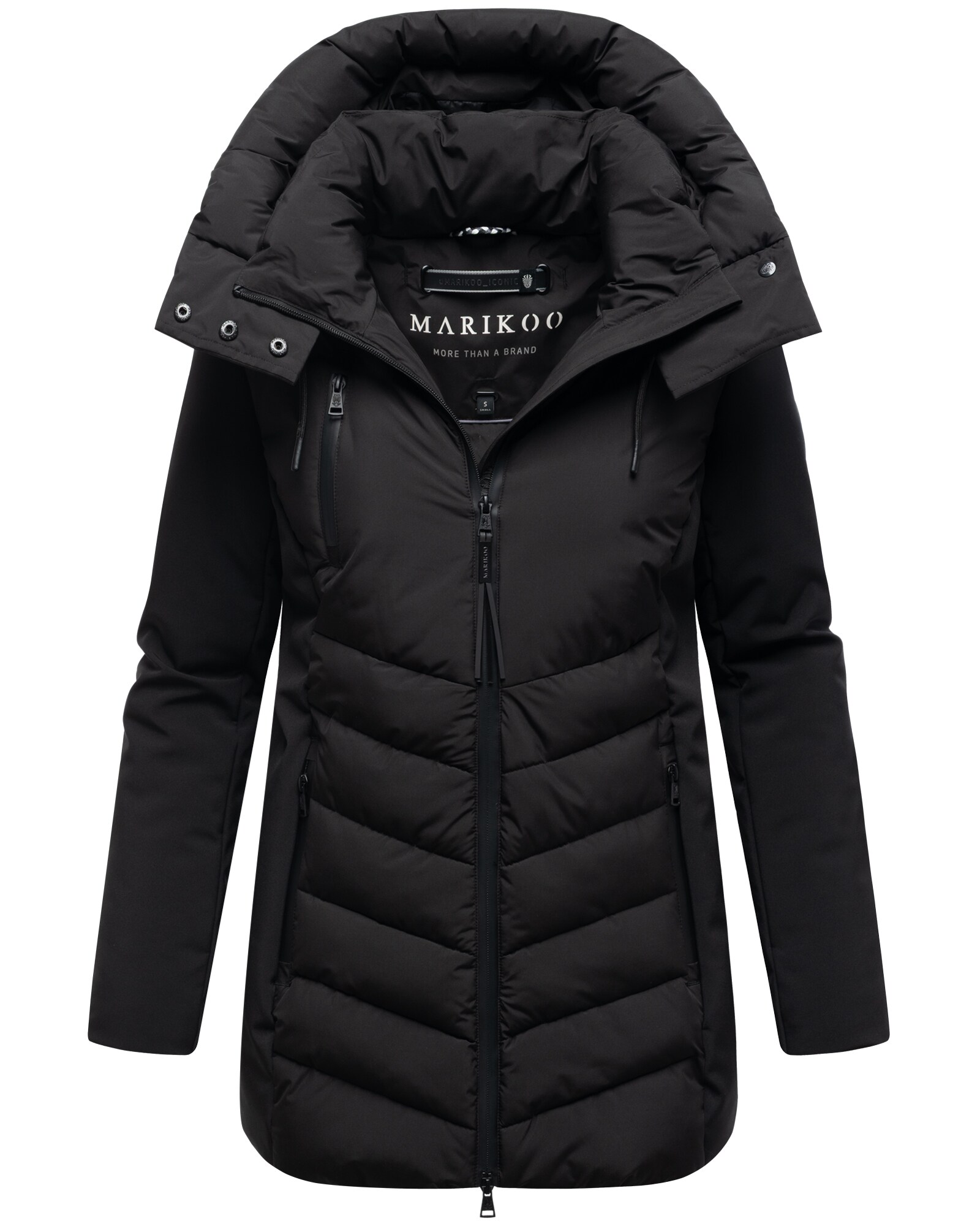 MARIKOO Damen Winter Steppjacke gesteppt Winterjacke Softshell Material, abnehmbarer Kapuze, gef&uuml;ttert Tivaa - Bild 1
