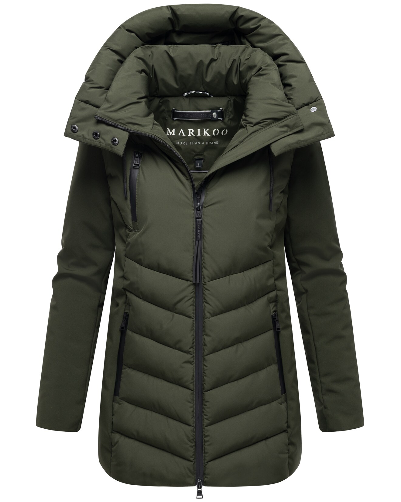 MARIKOO Damen Winter Steppjacke gesteppt Winterjacke Softshell Material, abnehmbarer Kapuze, gefüttert Tivaa