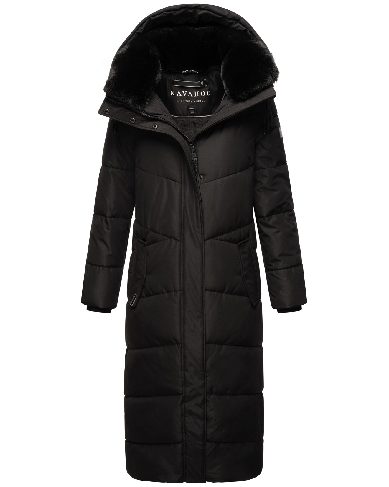 NAVAHOO Damen Steppmantel langer Wintermantel warm Anorak gefüttert Teddyfell abnehmbarer Kunstfellkragen & Kapuze Hingucker