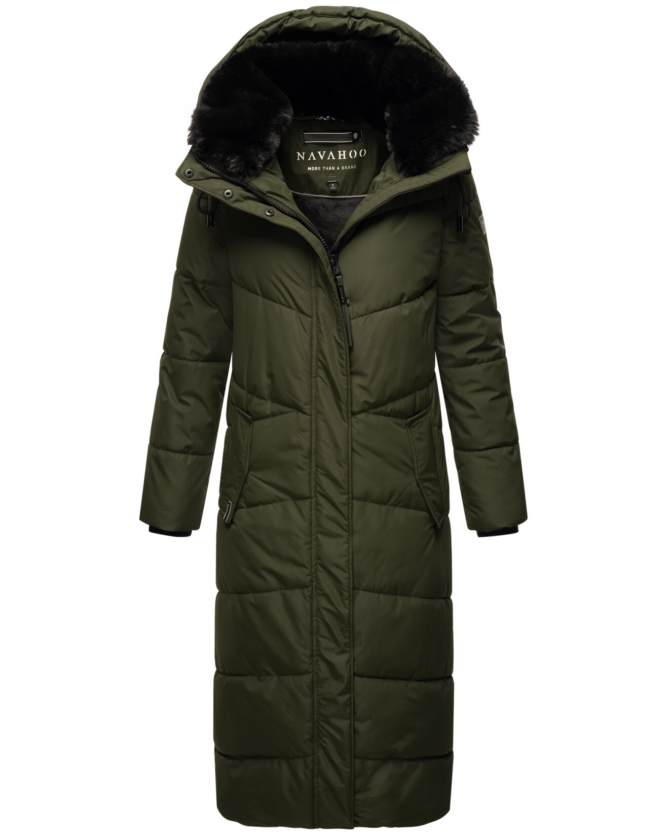 NAVAHOO Damen Steppmantel langer Wintermantel warm Anorak gefüttert Teddyfell abnehmbarer Kunstfellkragen & Kapuze Hingucker