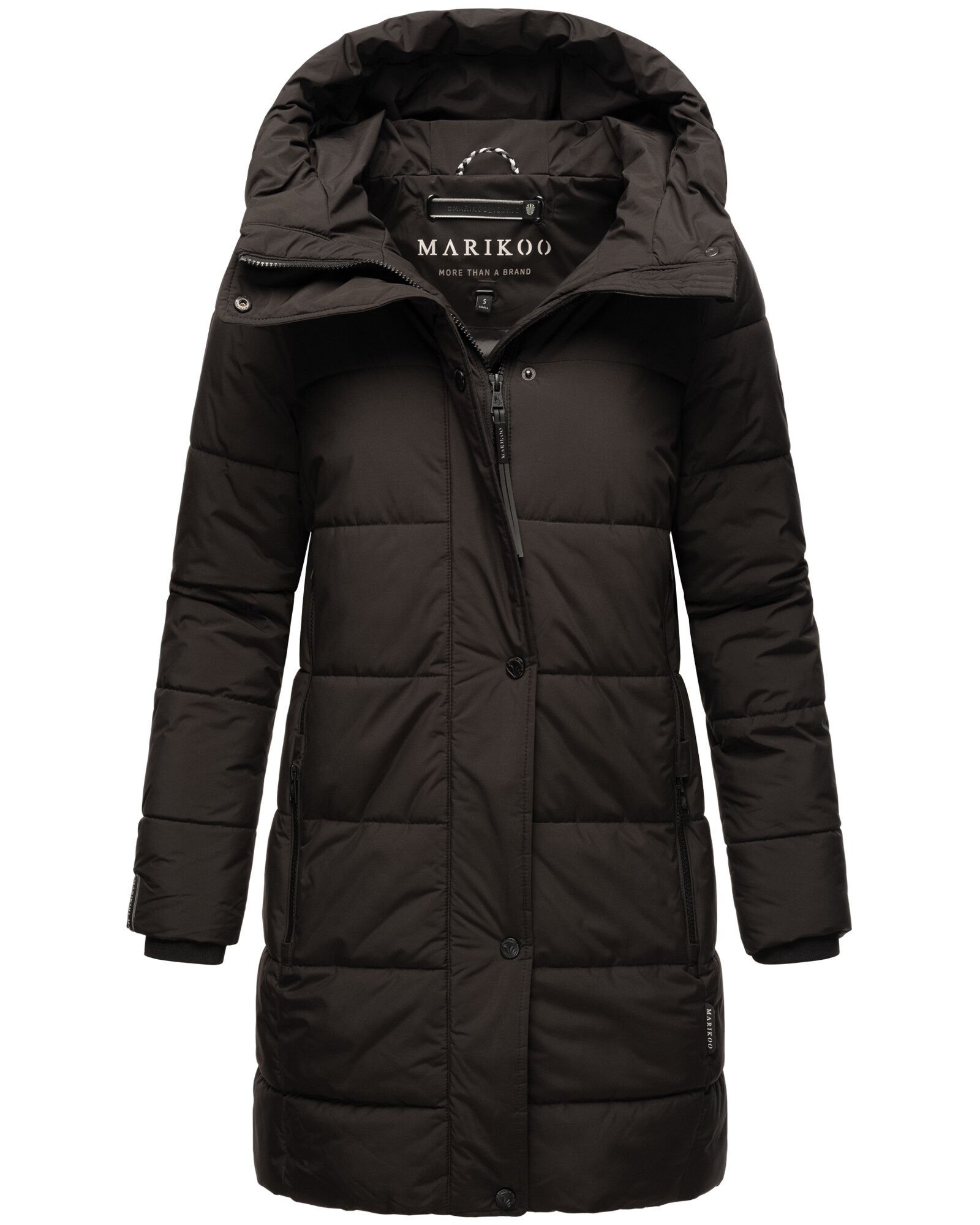 MARIKOO Damen Winterjacke Mantel lang warm gef&uuml;ttert Steppjacke mit Kapuze taillierter Steppmantel Jacke Winter Karumikoo - Bild 1