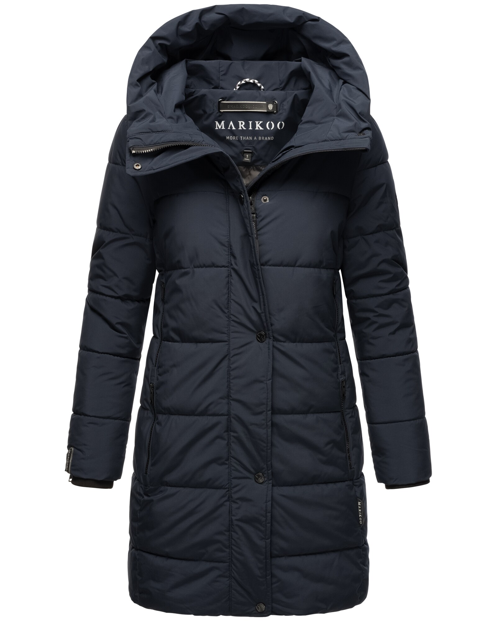 MARIKOO Damen Winterjacke Mantel lang warm gef&uuml;ttert Steppjacke mit Kapuze taillierter Steppmantel Jacke Winter Karumikoo - Bild 1