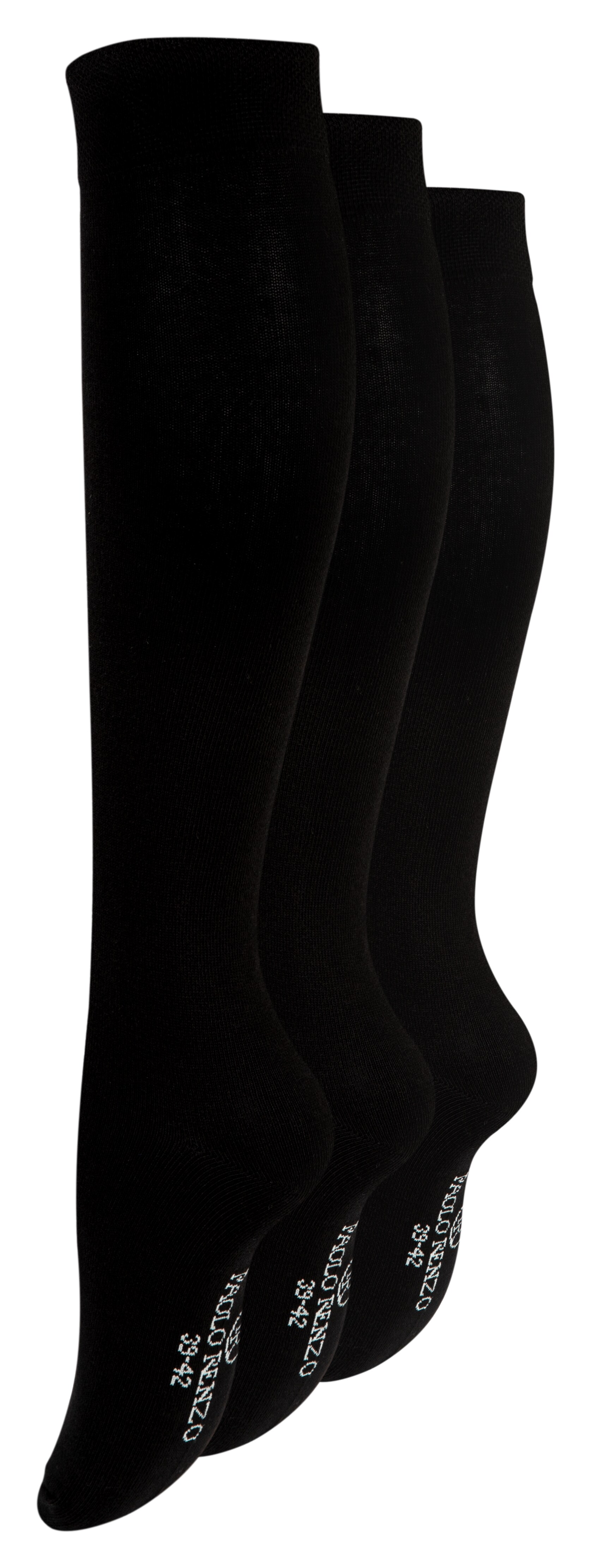 Paolo Renzo&reg; Damen Baumwoll-Kniestr&uuml;mpfe 3 Paar - Gr&ouml;&szlig;e 35/38 - Blau - Bild 1