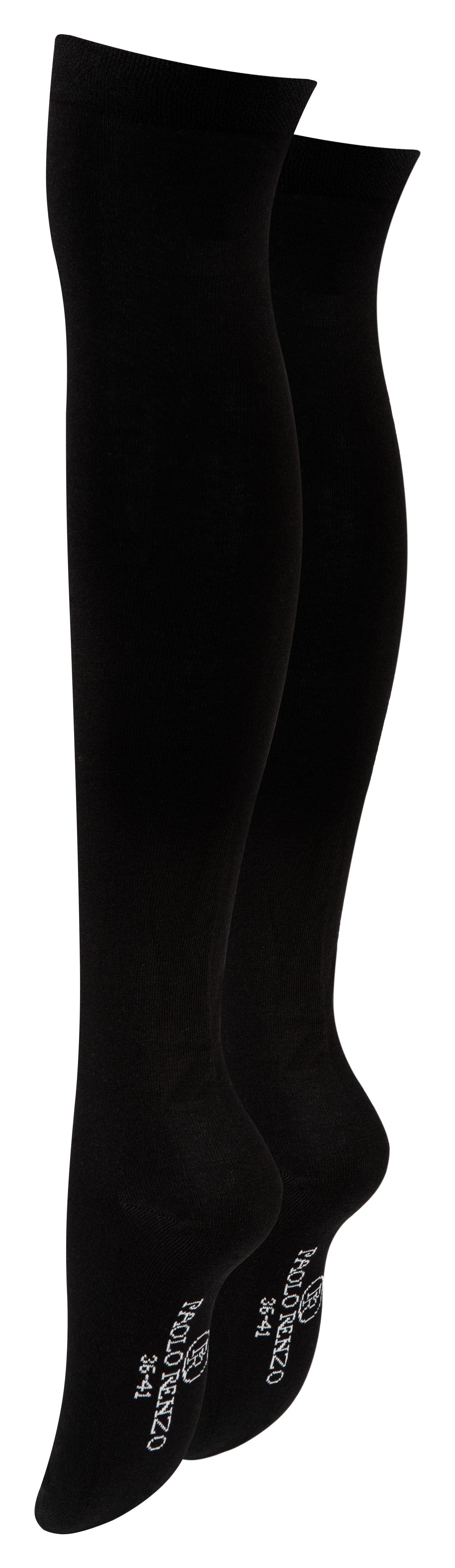 Paolo Renzo&reg; Damen Baumwoll Overknees mit Anti-Rutsch-Bund 1 Paar - Gr&ouml;&szlig;e 36/41 - Dunkelgrau - Bild 1