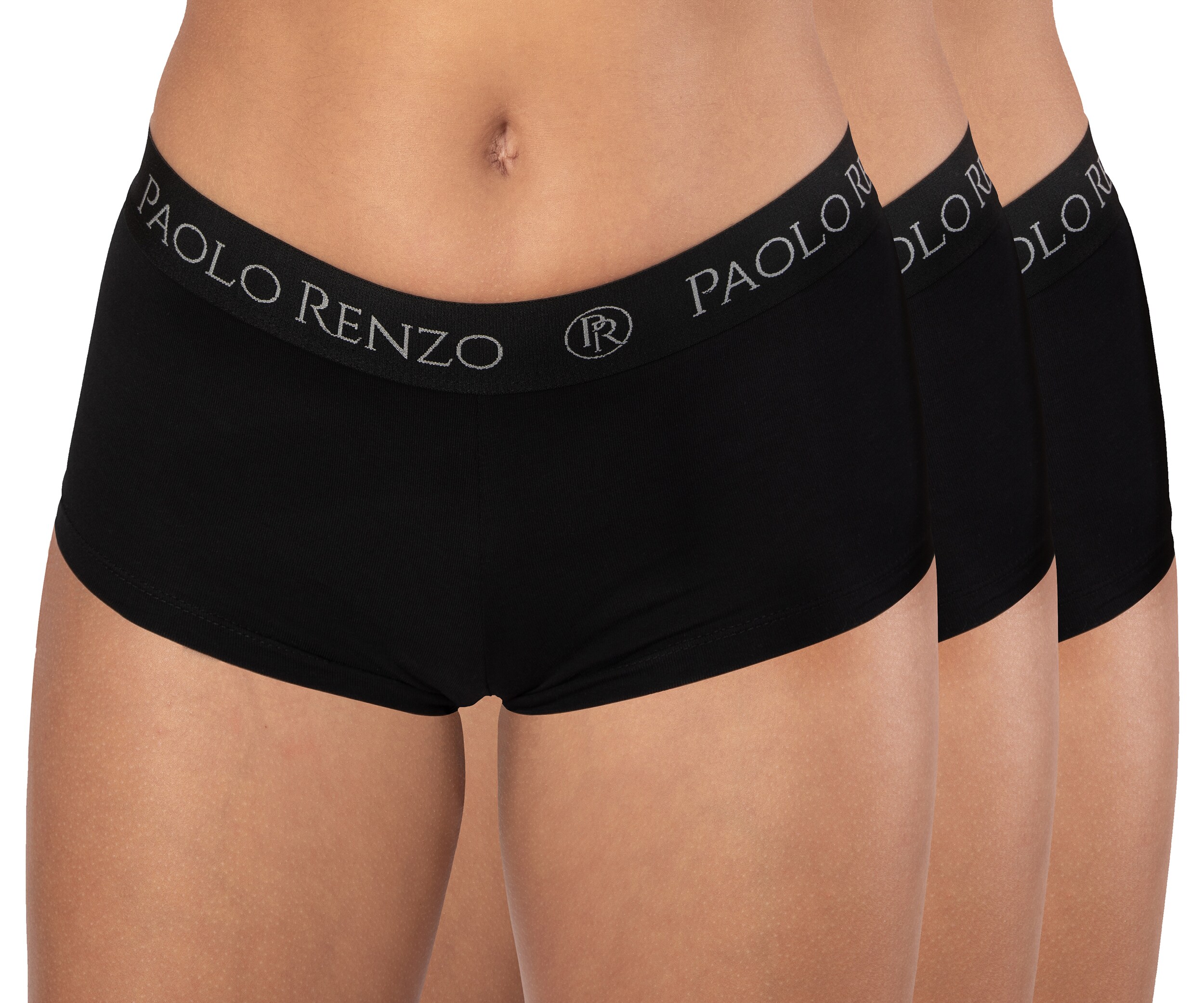 Paolo Renzo&reg; Damen Baumwoll Panty SPORT LINE 3 Paar - Gr&ouml;&szlig;e M - Schwarz - Bild 1