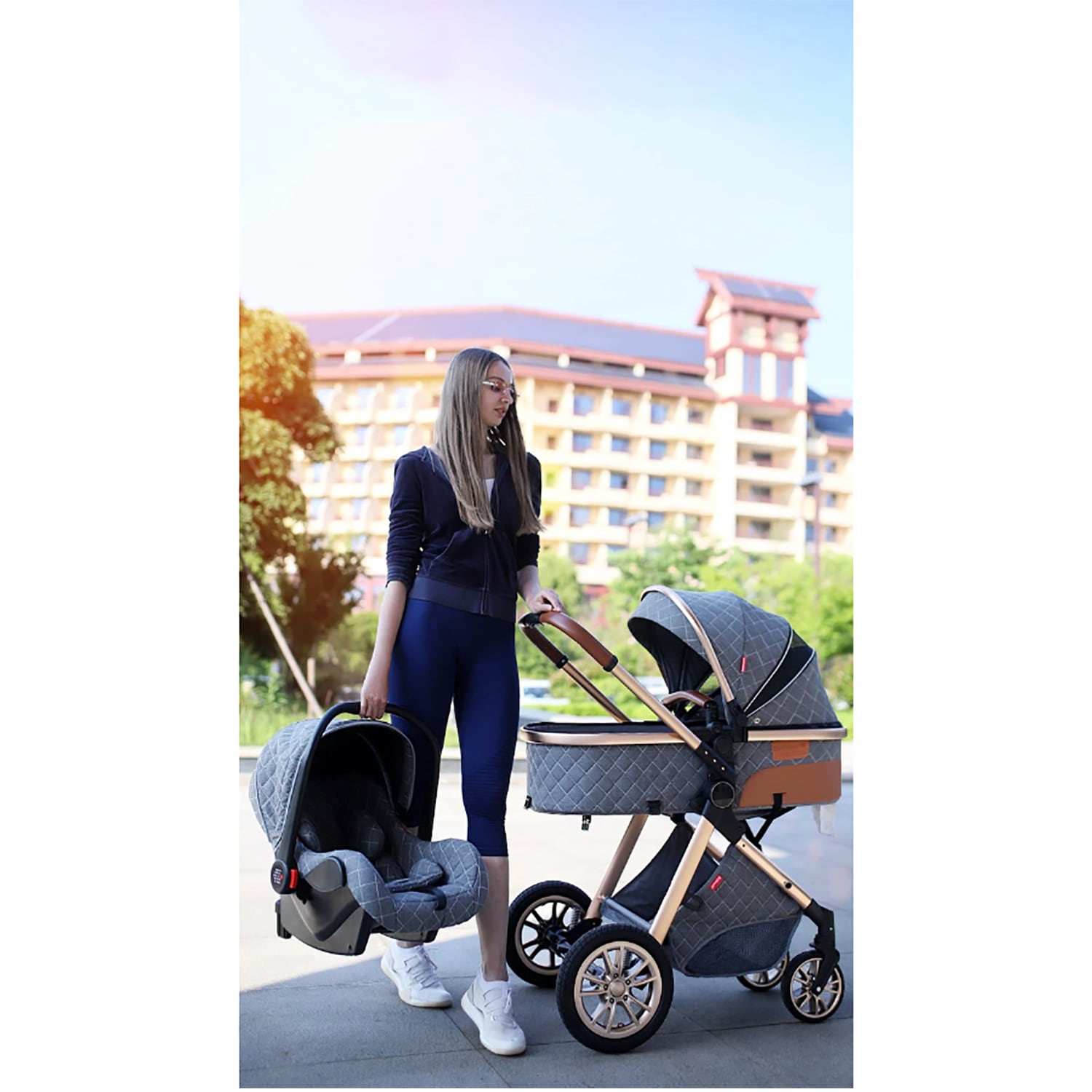 TPFLiving Kombi-Kinderwagen 3in1 Set - Modell 1 Stoff - Schokolade online  kaufen bei Netto