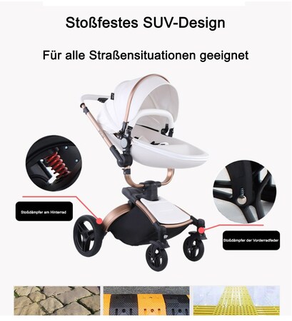 TPFLiving Luxus Kombi-Kinderwagen 3in1 Set - Modell 5 Kunstleder - Rosa  online kaufen bei Netto