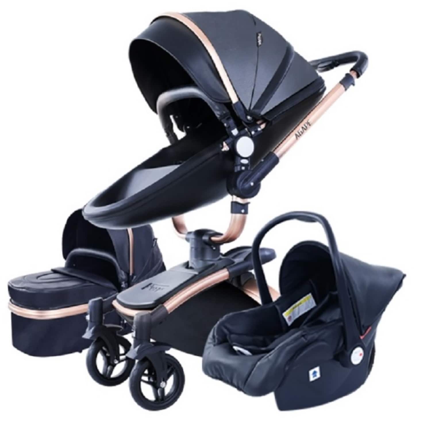 TPFLiving Luxus Kombi-Kinderwagen 3in1 Set - Modell 5 Kunstleder - Rosa  online kaufen bei Netto