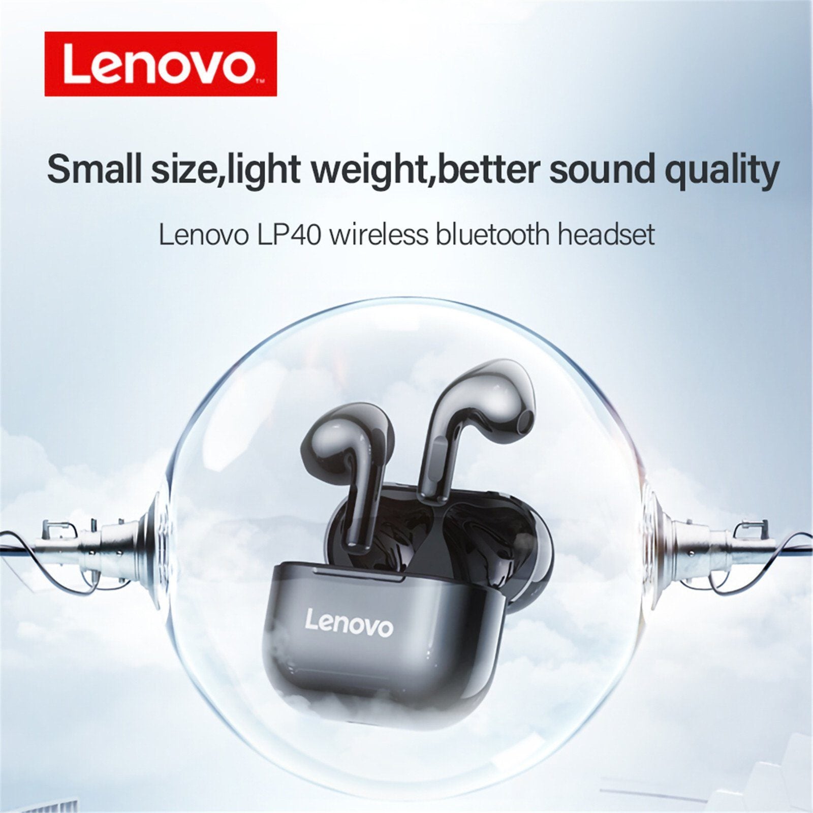 Lenovo LP40 Bluetooth-Kopfh&ouml;rer Schwarz - Bild 1