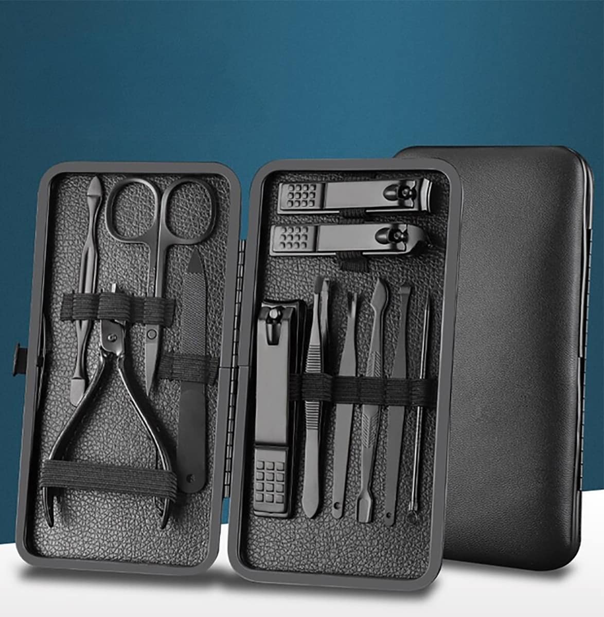 TPFBeauty Manik&uuml;re- & Pedik&uuml;re-Set 12-teilig aus Kunstleder - Schwarz - Bild 1