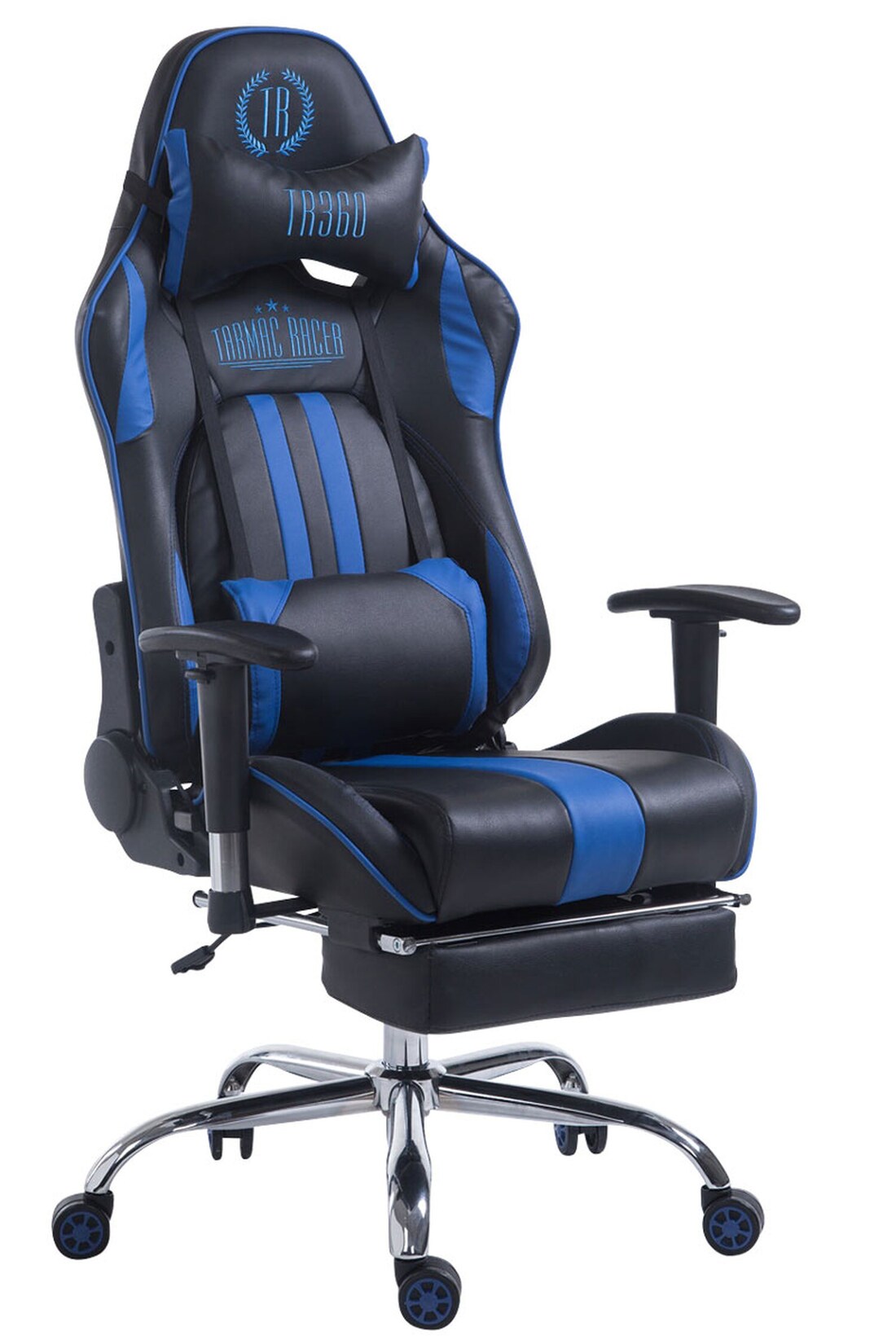 TPFLiving Racing Bürostuhl Limitless-2 Kunstleder mit Fußablage Schwarz/Grün