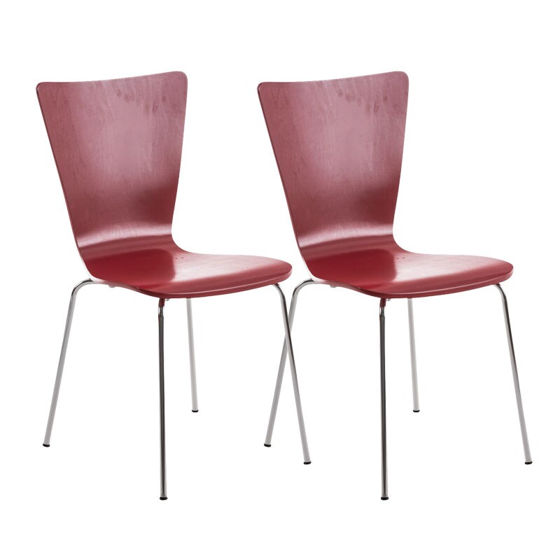 TPFLiving 2er Set Besucherstuhl Jaron mit Holzsitz und Metallgestell Farbe: Natura