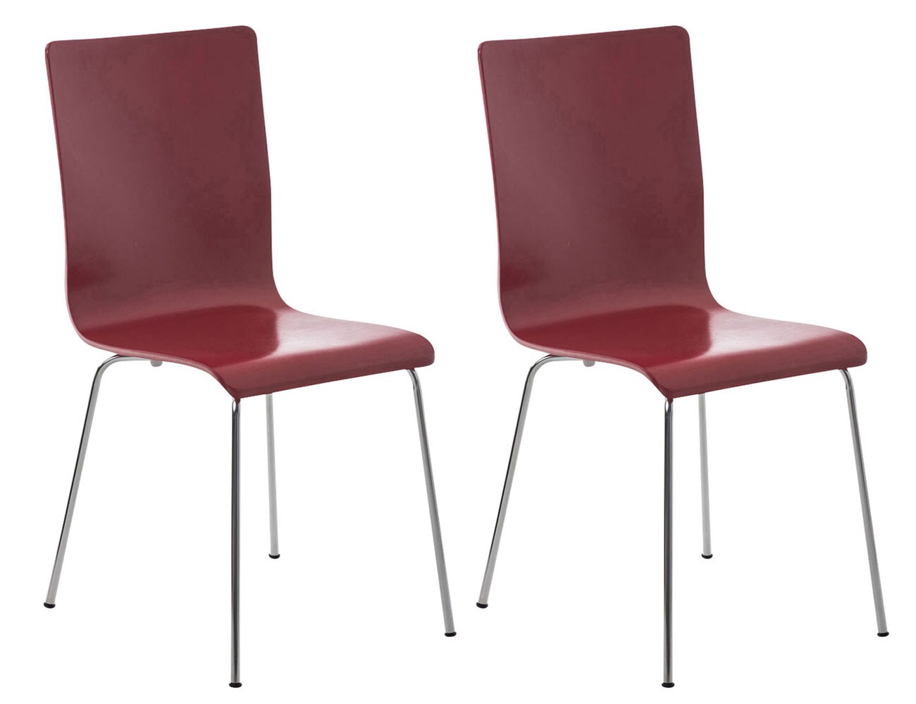TPFLiving 2er Set Besucherstuhl Peppo mit Holzsitz und Gestell in Chromoptik Farbe: Schwarz