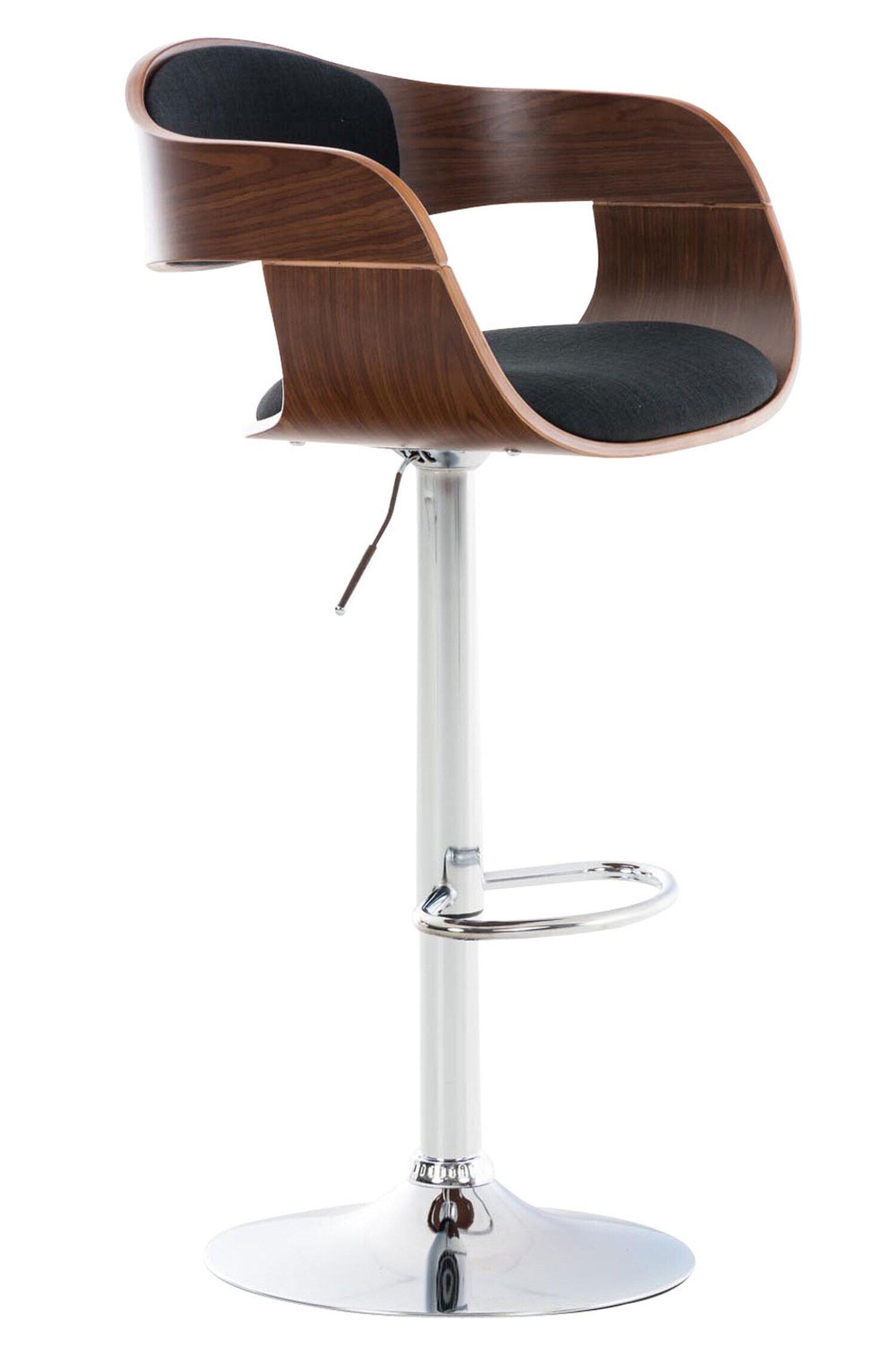 TPFLiving Barhocker Kingsley Holz/Stoff Walnuss/Schwarz - Bild 1