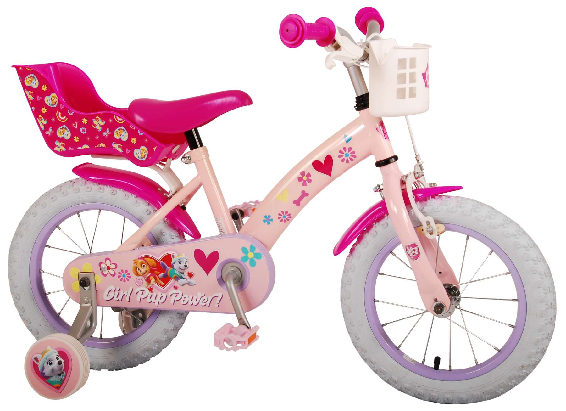 TPFSports Paw Patrol Kinderfahrrad - M&auml;dchen - 14 Zoll - R&uuml;cktritt + Handbremse - Rosa - Bild 1