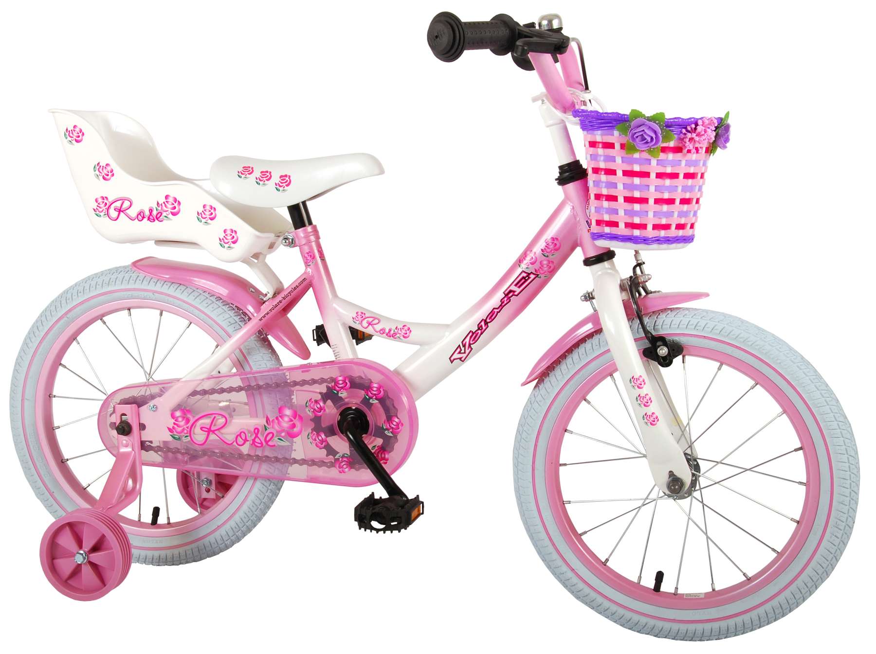 TPFSports Rose Kinderfahrrad - M&auml;dchen - 16 Zoll - R&uuml;cktritt + Handbremse - Pink/Wei&szlig; - Bild 1