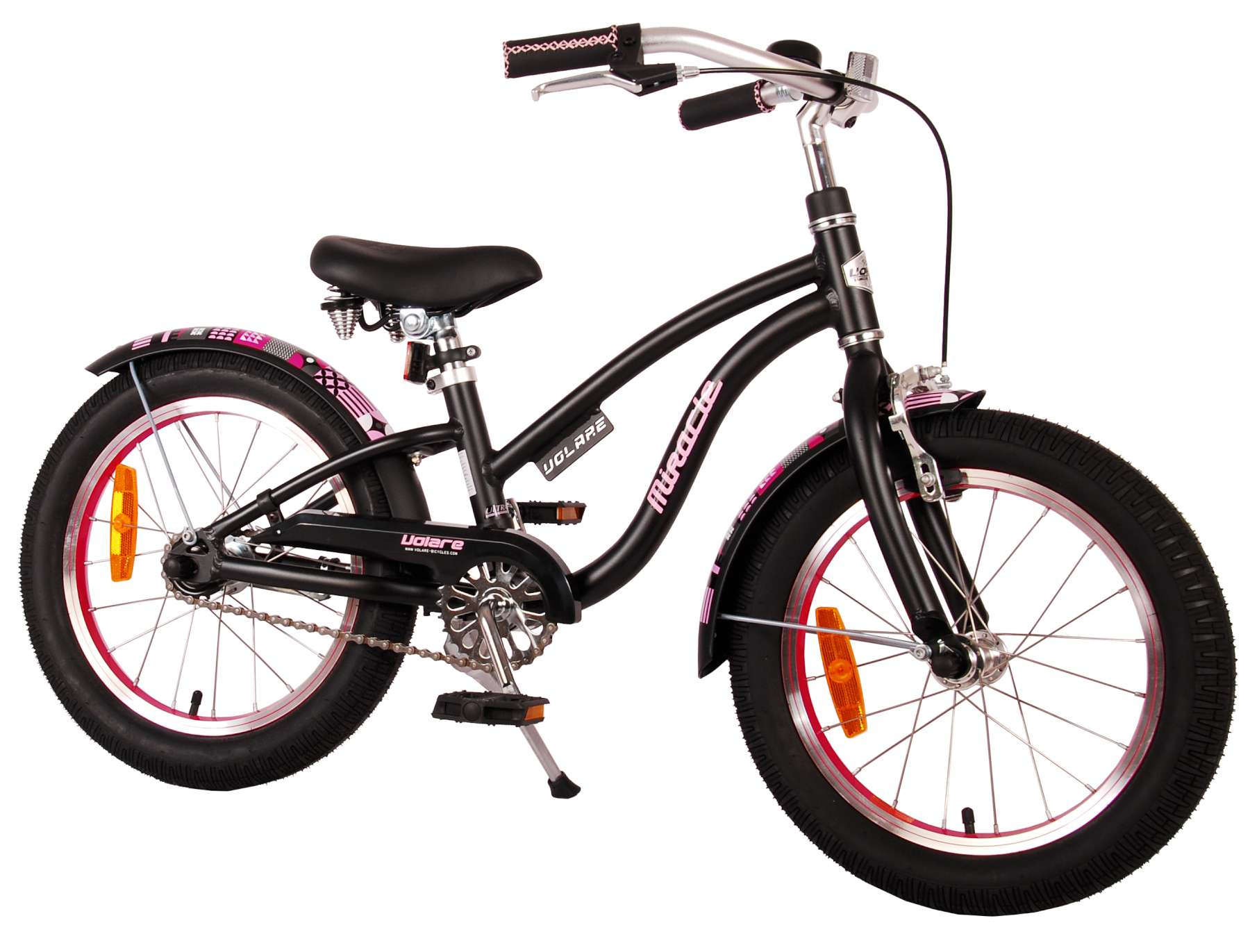 TPFSports Miracle Cruiser Kinderfahrrad - M&auml;dchen - 16 Zoll - R&uuml;cktritt + Handbremse - Mattschwarz - Bild 1