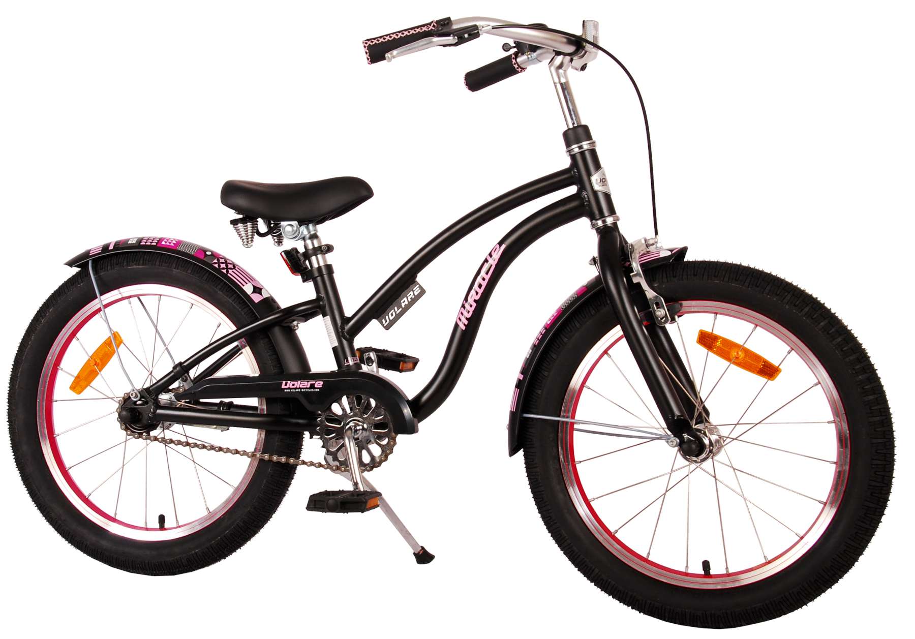 TPFSports Miracle Cruiser Kinderfahrrad - M&auml;dchen - 18 Zoll - R&uuml;cktritt + Handbremse - Mattschwarz - Bild 1