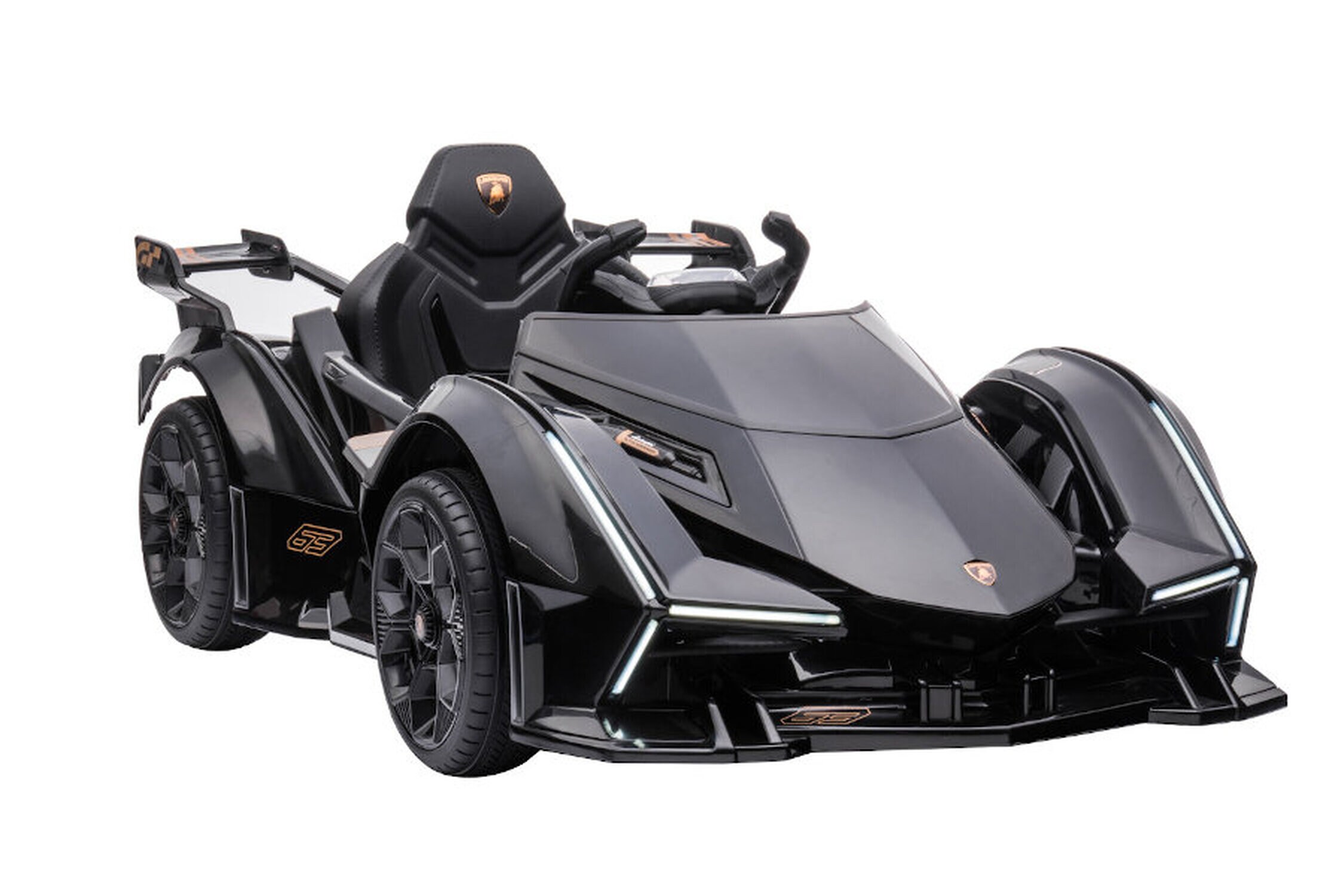 TPFLiving Elektro-Kinderauto Lamborghini V12 Vision Gran Turismo schwarz - Kinderauto - Elektroauto - Ledersitz und Sicherheitsgurt - Bild 1