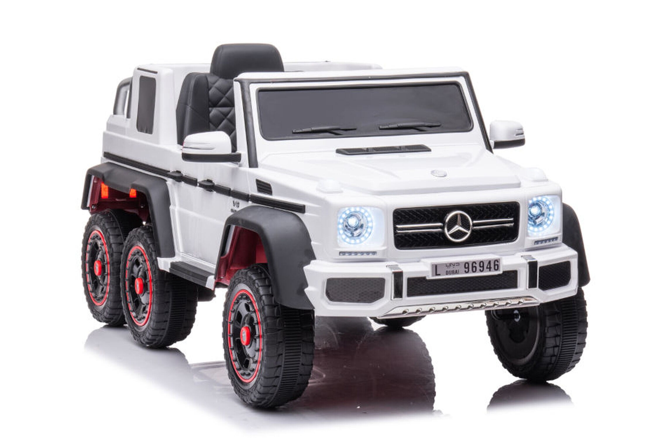 TPFLiving Elektro-Kinderauto Mercedes G63 AMG 6x6 weiss - Kinderauto - Elektroauto - Ledersitz und Sicherheitsgurt - Bild 1