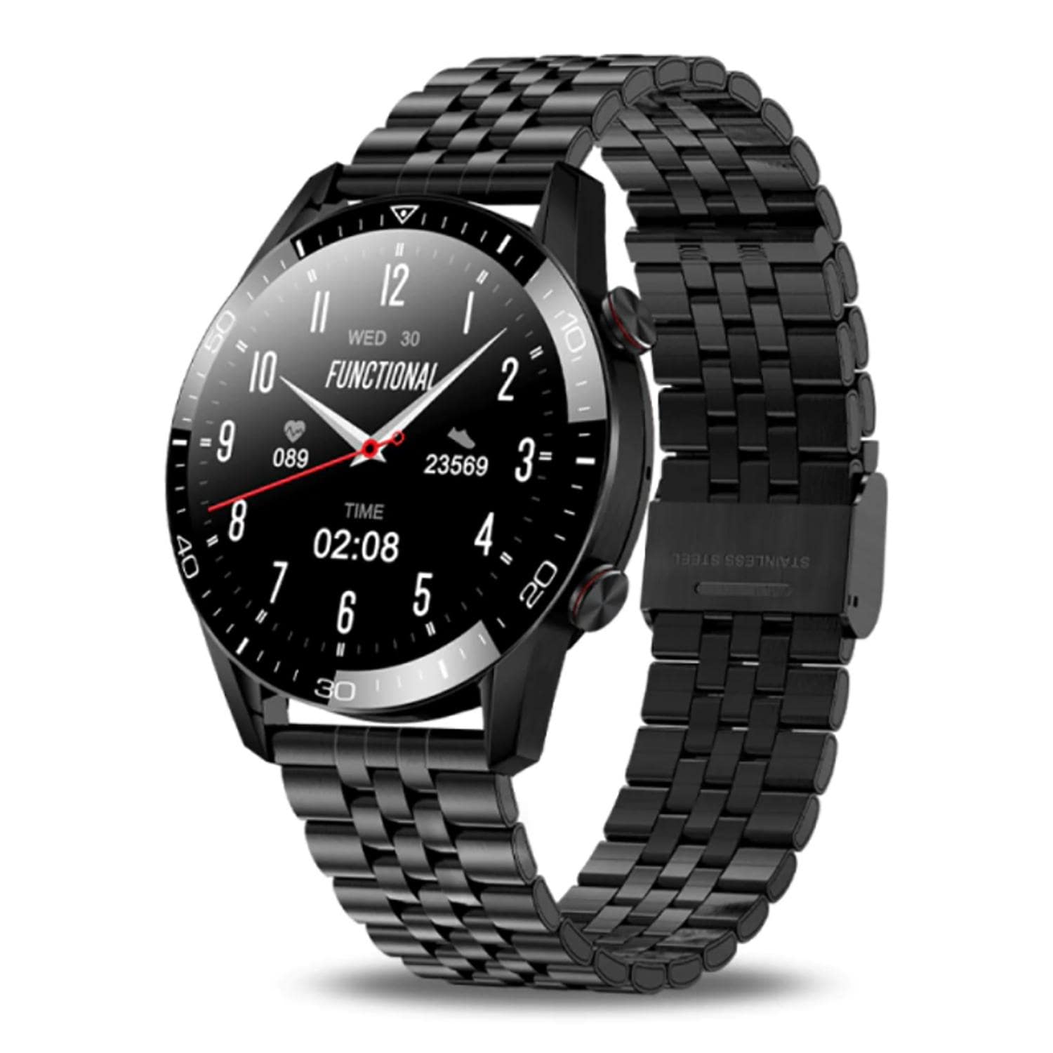 TPFNet Smart Watch / Fitness Tracker IP68 f&uuml;r Damen & Herren - Edelstahl Armband - Android & IOS - Schwarz - Bild 1