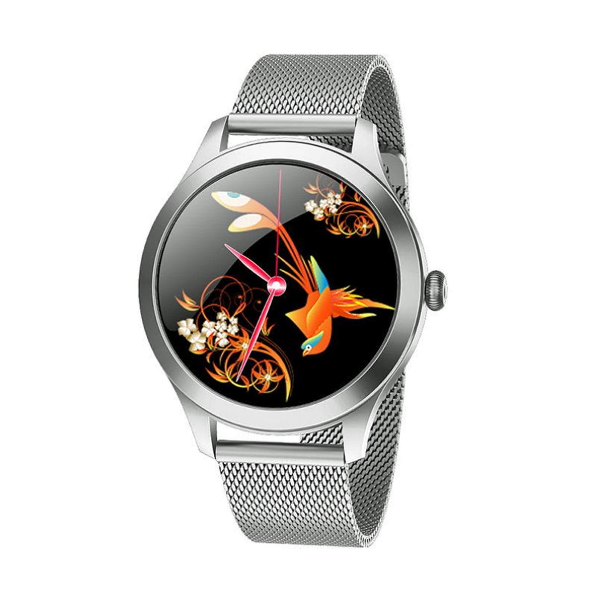 TPFNet Damen Smart Watch / Fitness Tracker IP68 - Milanaise Armband - Android & IOS - Silber