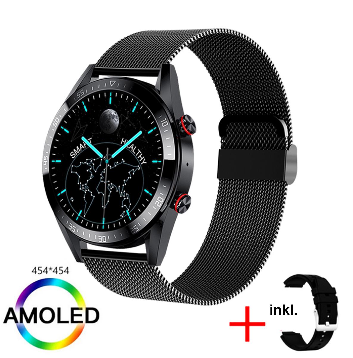 TPFNet Smart Watch / Fitness Tracker IP67 - Milanaise Armband + Silikon Armband - Android & IOS - Schwarz - Bild 1