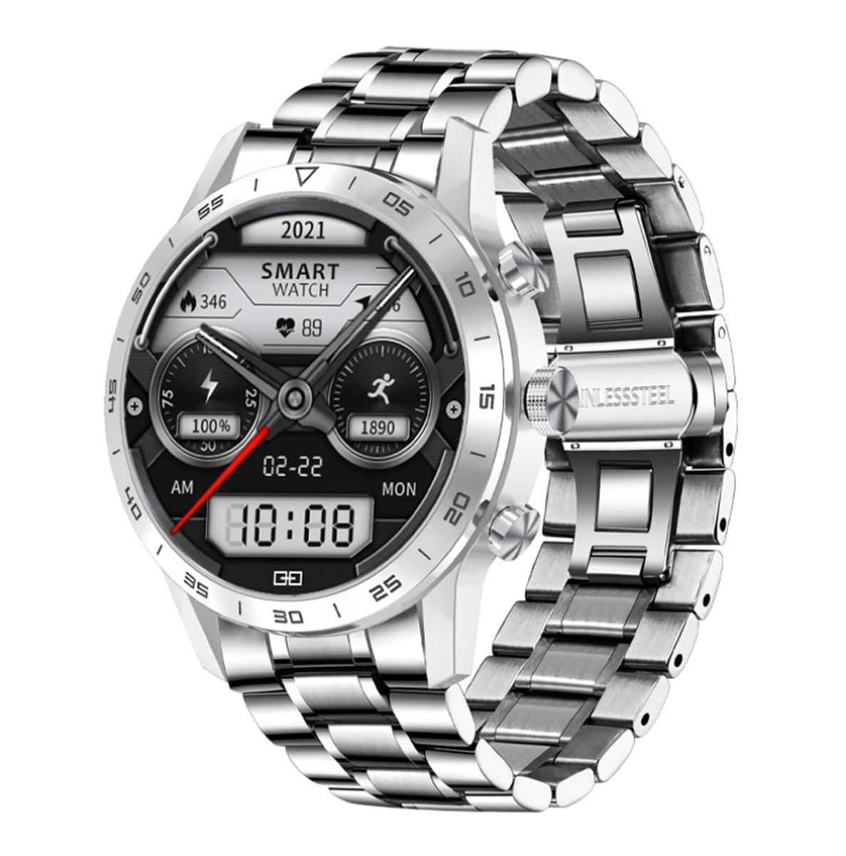 TPFNet Smart Watch / Fitness Tracker IP68 - Edelstahl Armband - Android & IOS - Schwarz - Bild 1