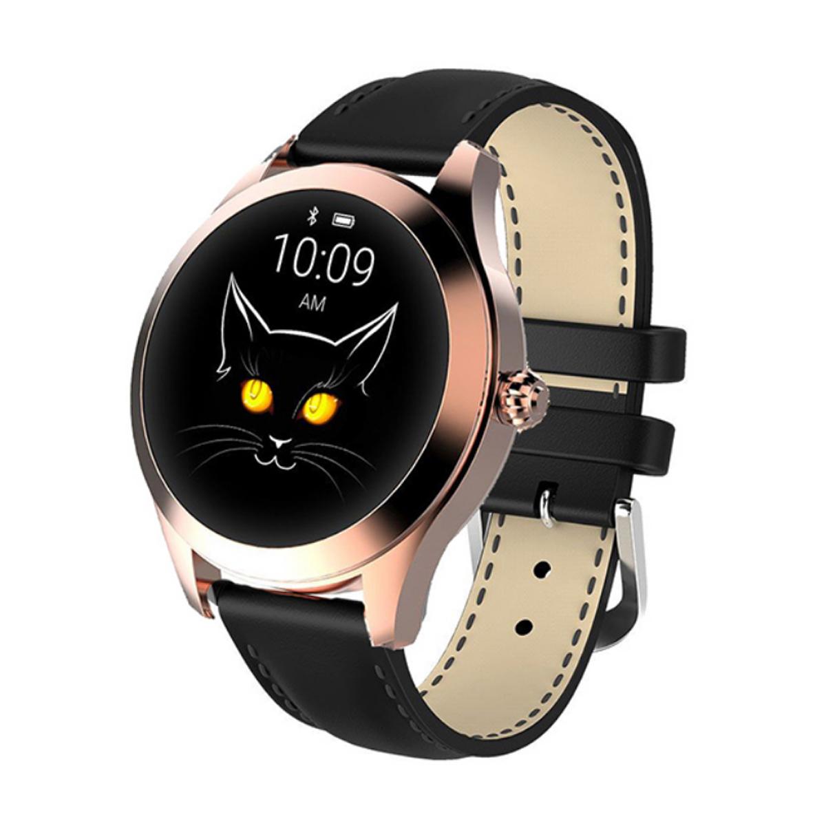 TPFNet Damen Smart Watch / Fitness Tracker IP68 - Kunstleder Armband - Android & IOS - Gold / Schwarz - Bild 1