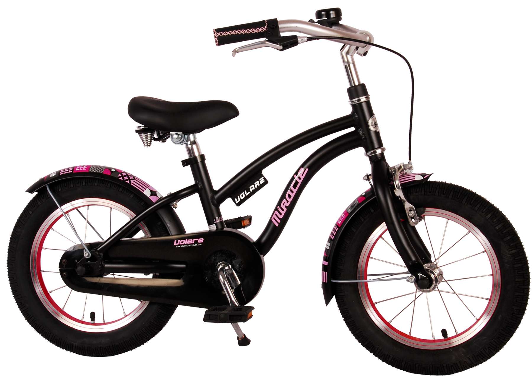 TPFSports Miracle Cruiser Kinderfahrrad - M&auml;dchen - 14 Zoll - R&uuml;cktritt + Handbremse - Mattschwarz - Bild 1