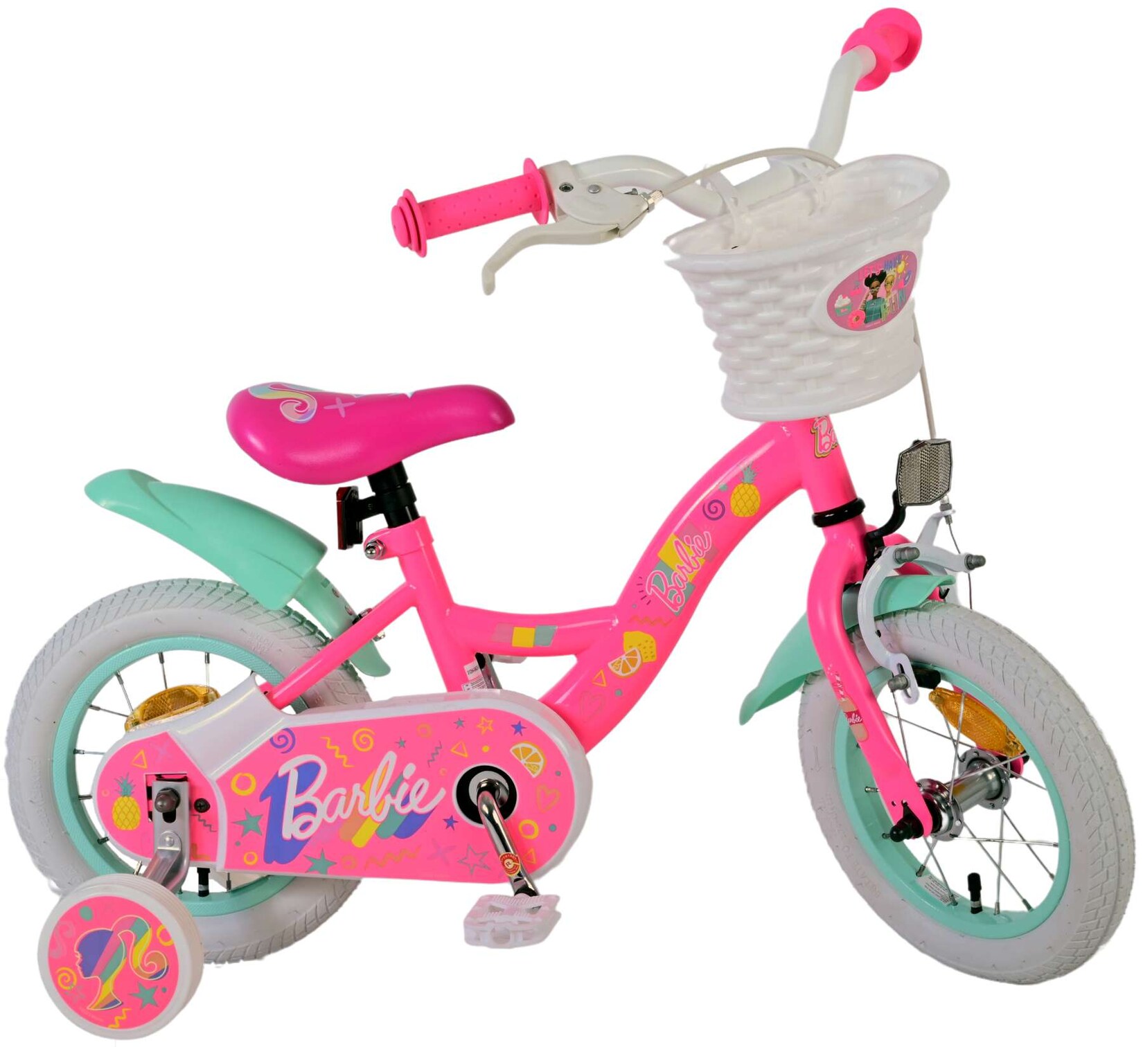 TPFSports Barbie Kinderfahrrad - Mädchen - 12 Zoll - Rücktritt + Handbremse - Rosa
